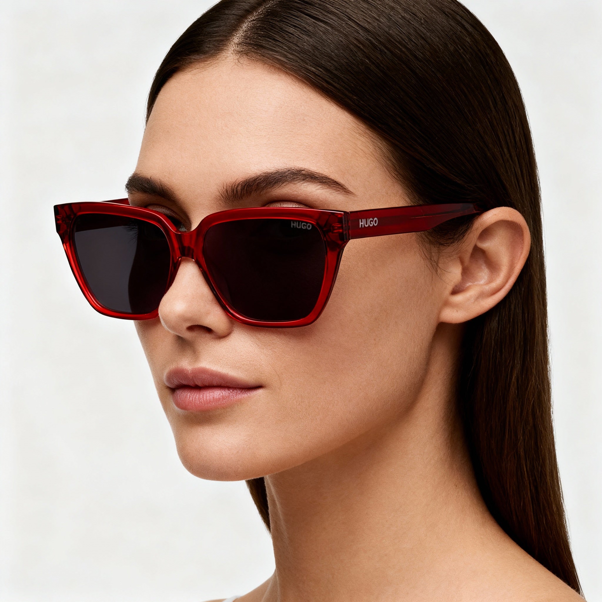 HUGO Contemporary Women's Red Pink Lightweight Acetate Optical Eyewear, Non-Polarized with UV Protection 56mm, Photo 3