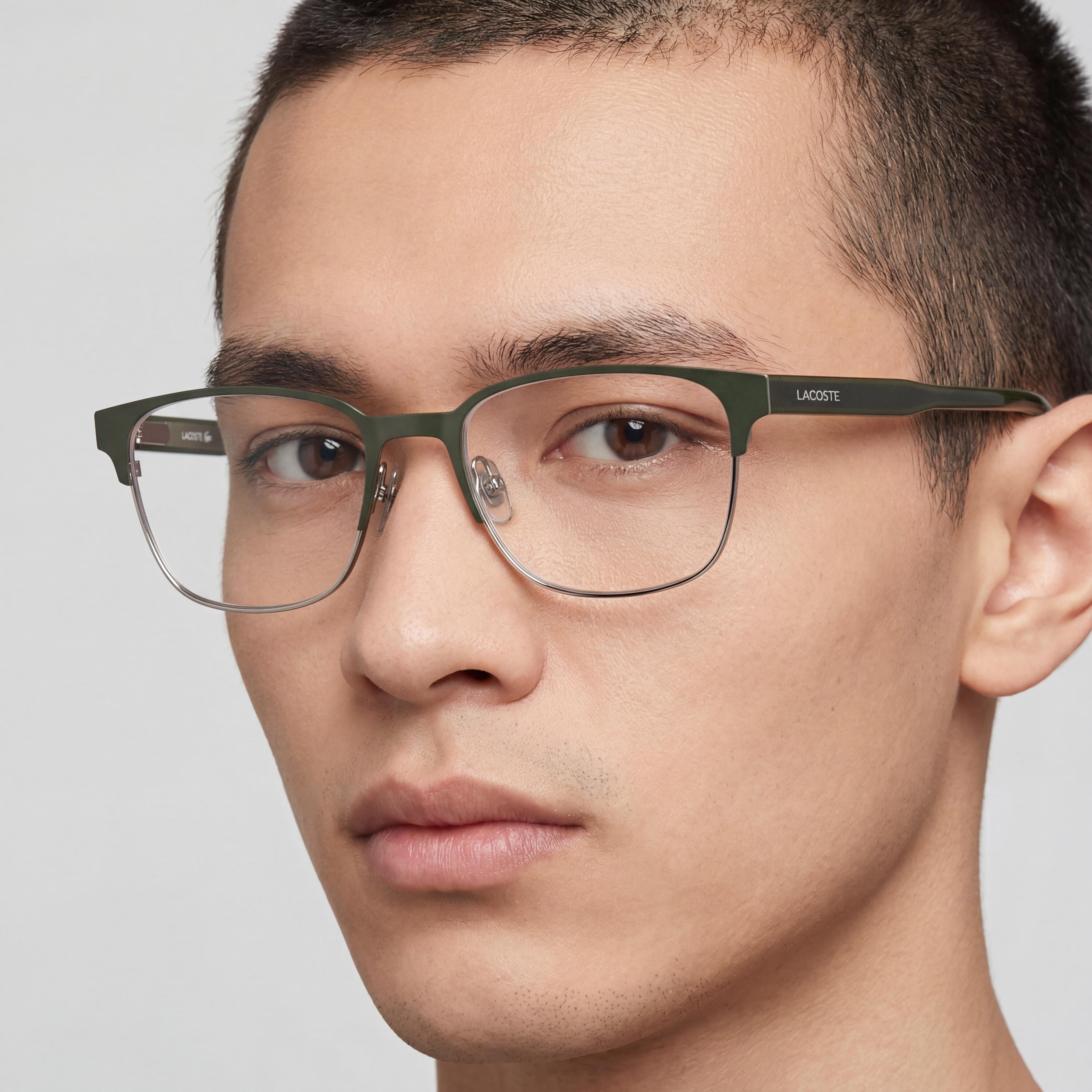 Gafas Lacoste Modern unisex, montura y lentes verde caqui mate, policarbonato, ancho de lente 53 mm, Photo 5