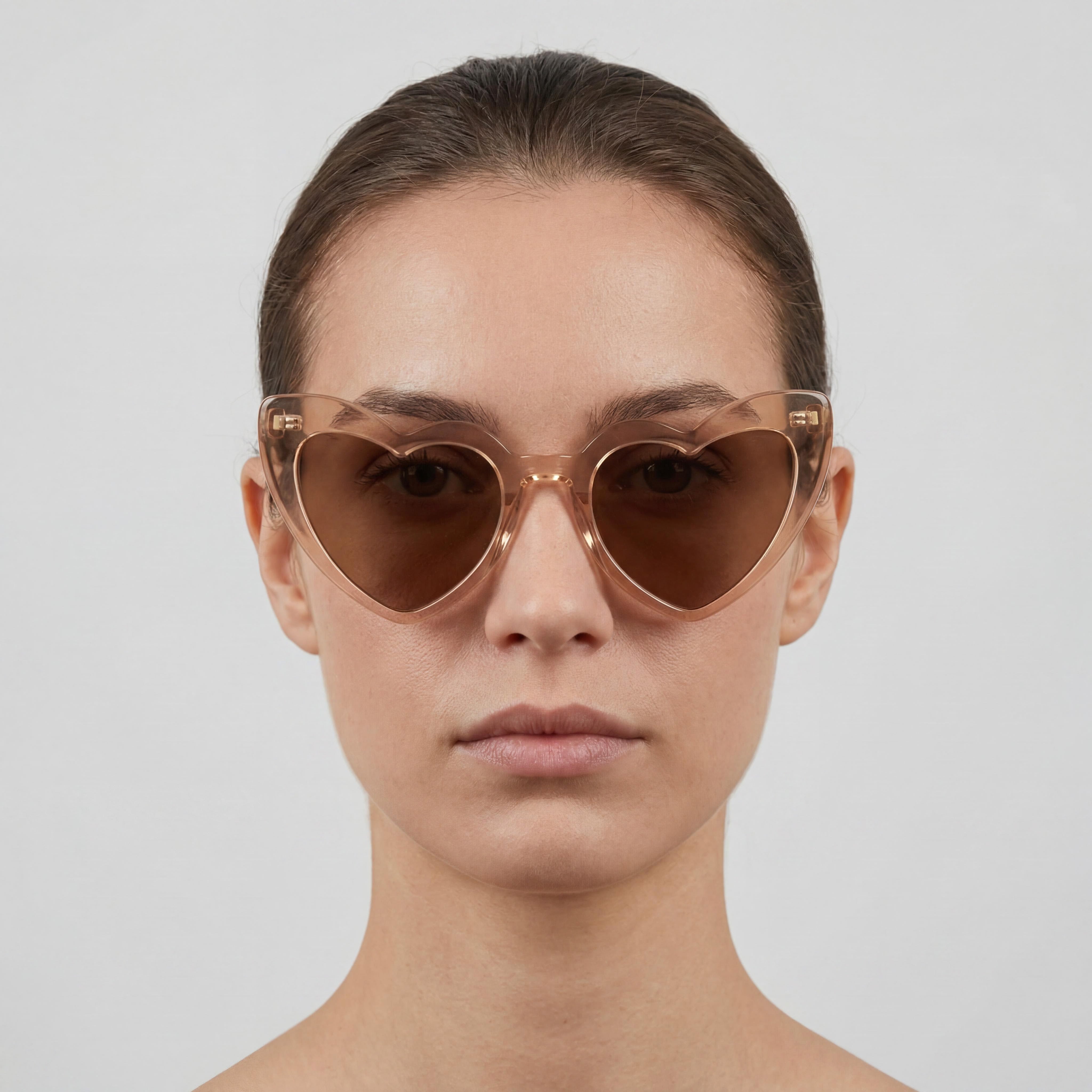Gafas de sol Yves Saint Laurent Sl 181 Loulou-020 de plástico transparente brillante color melocotón con protección UV para mujer, lentes marrón nude, 54 mm, Photo 5