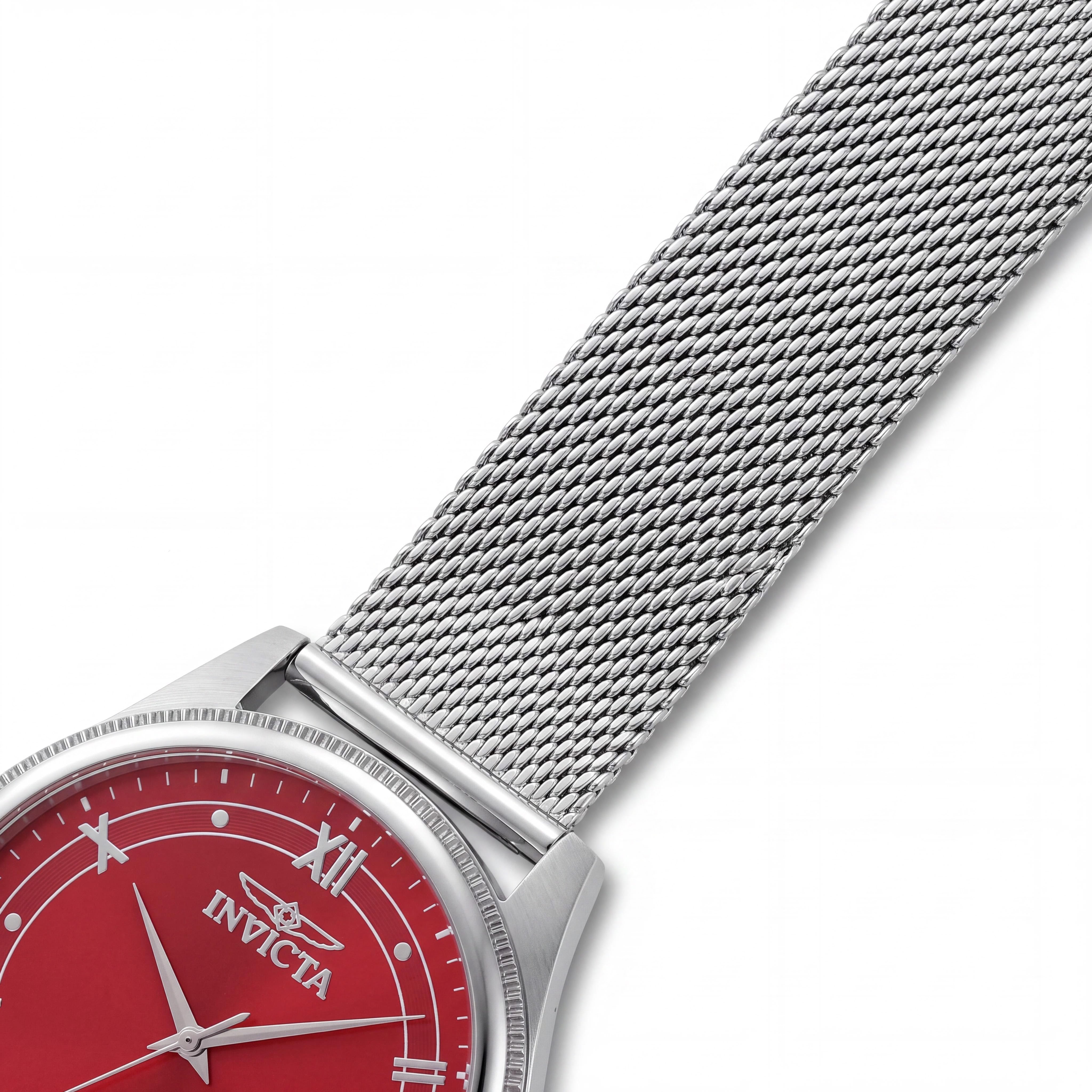 Invicta Celestial 48484 Unisex 43mm Silver Stainless Steel Bracelet Red Dial Quartz Watch, Photo 3