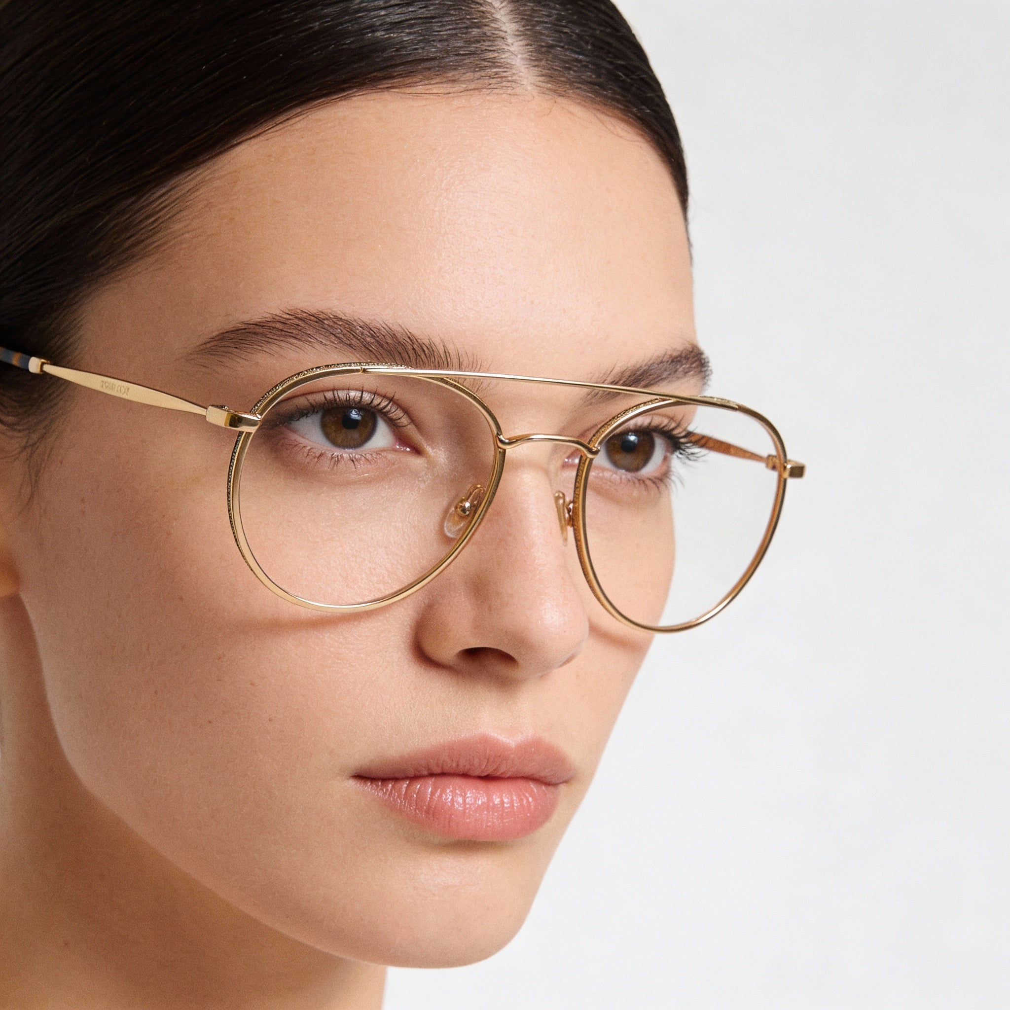 JIMMY CHOO Women's Crystal & Glitter Gold Stainless Steel Round Optical Glasses with Crystal Detail 51mm, Photo 4