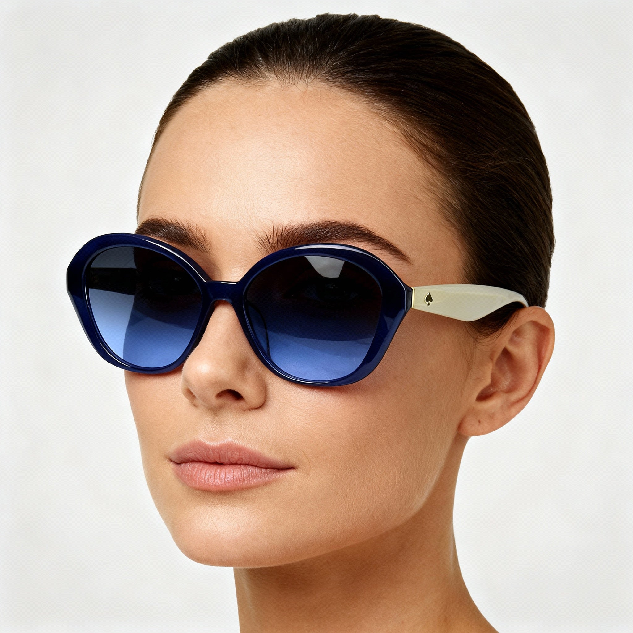kate spade new york Classic Women's Blue White Pattern Acetate Anti-Glare Blue Gradient Polycarbonate Non-Polarized Sunglasses 55-17-135, Photo 3