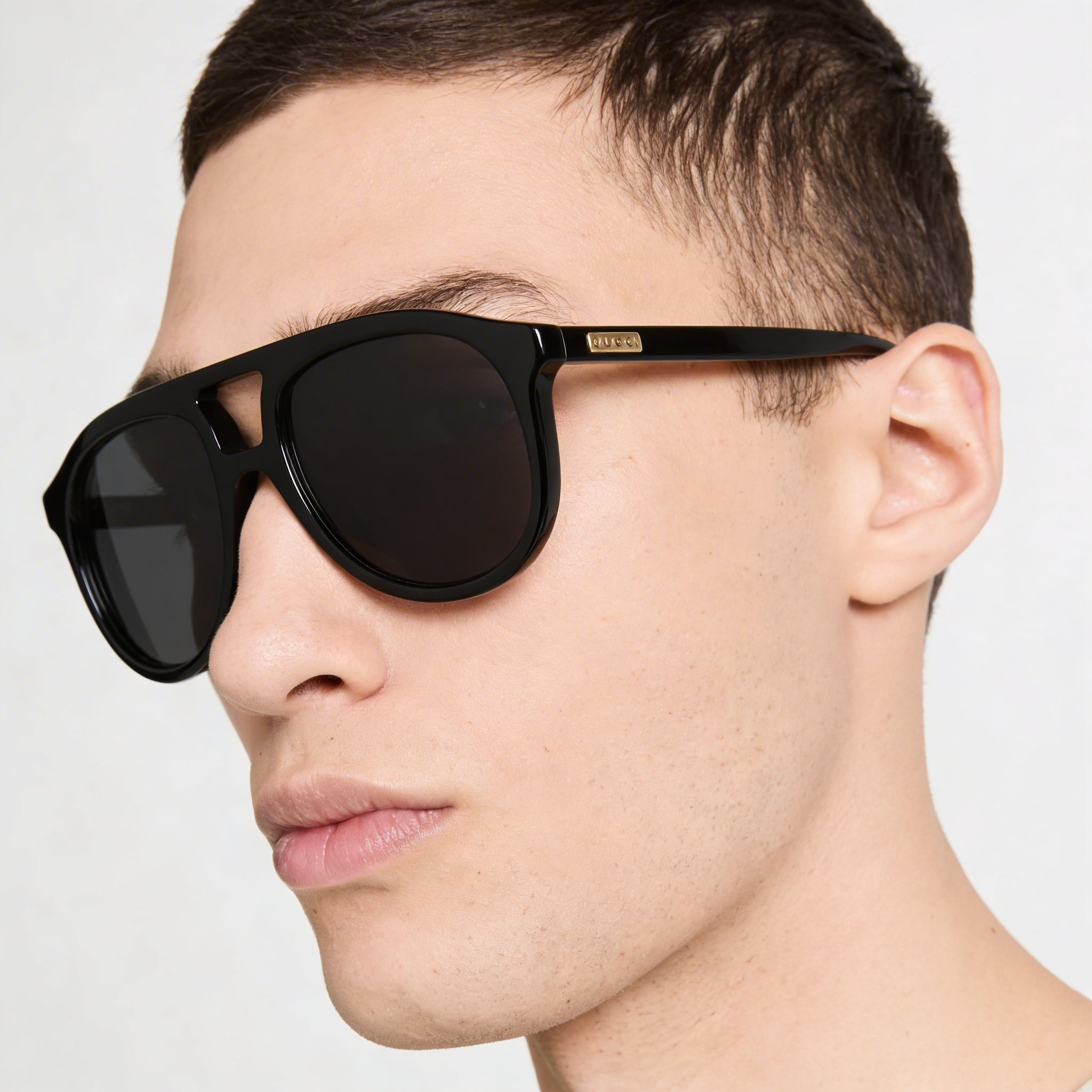 Gafas de sol unisex Gucci Classic de acetato reciclado, montura negra, lentes grises, protección UV no polarizada, 54 mm, Photo 5