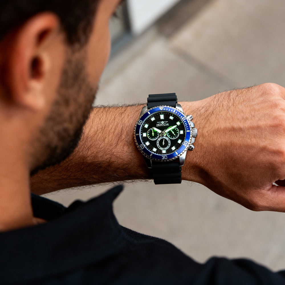 Invicta Pro Diver IN-46118-AMZUK Men's Stainless Steel Black Chronograph Watch 45mm