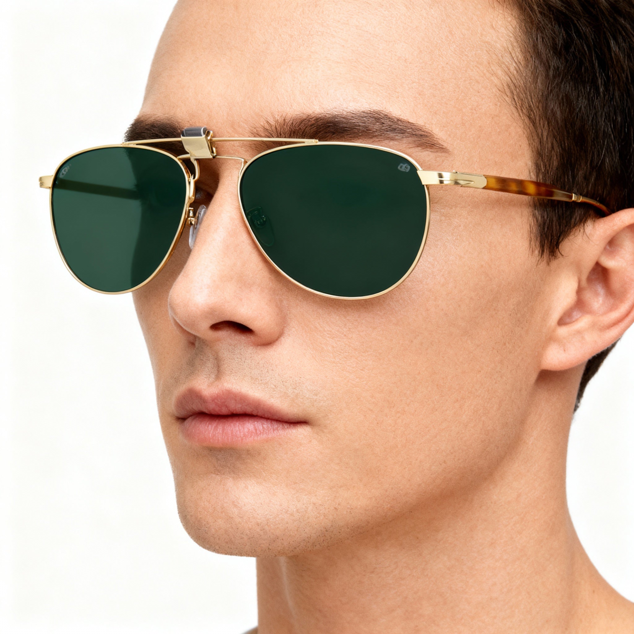 David Beckham Db 1144/Cs Men's Stainless Steel Polarized Sunglasses, Gold Brown Havana Frame, Green Polarized Lens 52mm, Photo 4