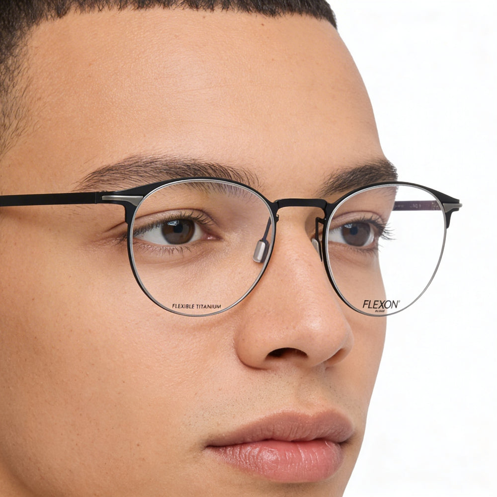 Gafas unisex Flexon B2000 con montura metálica en azul marino (lente de 50 mm, puente de 20 mm, patilla de 145 mm)