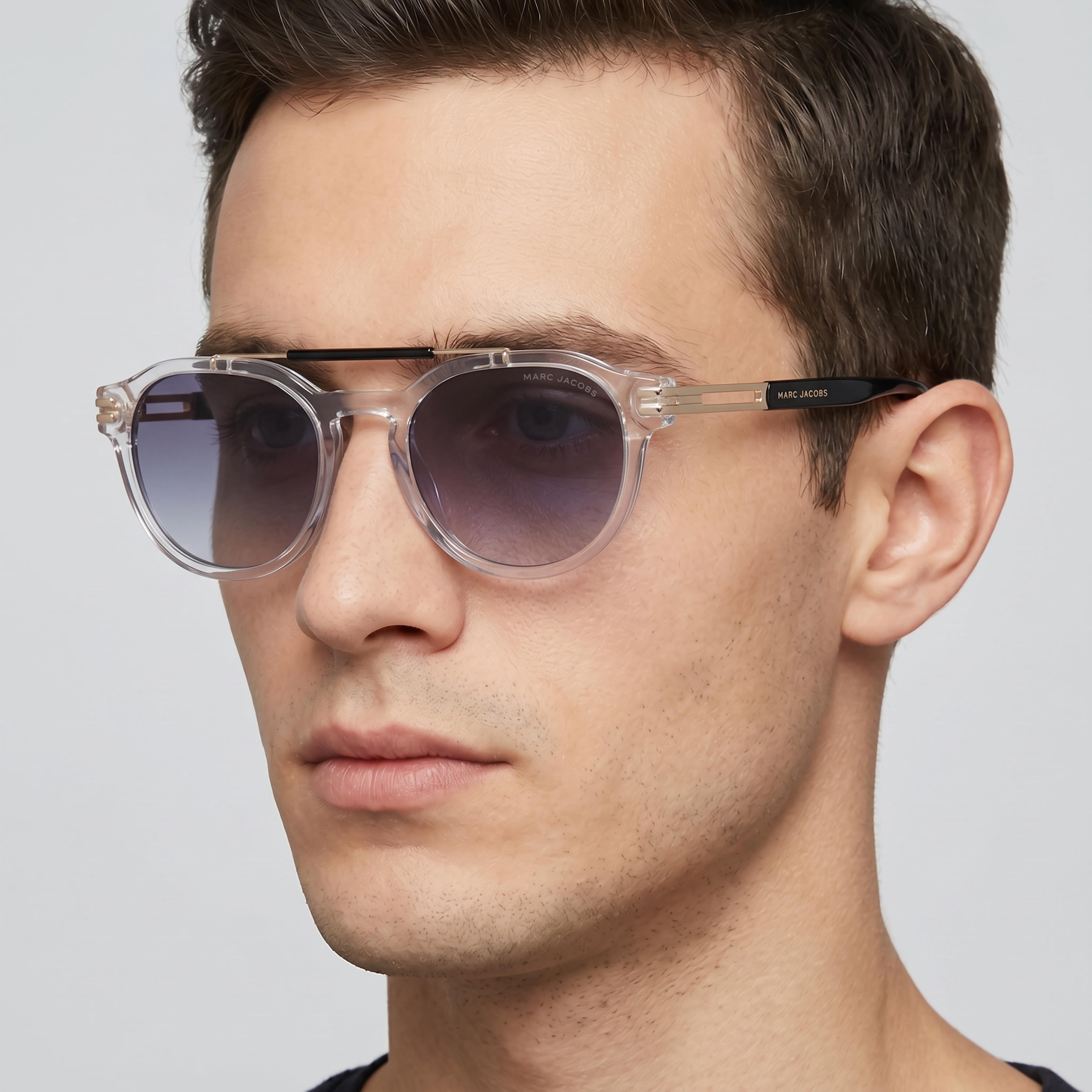 Marc Jacobs Classic Men's Crystal Acetate Dark Grey Shaded Non-Polarized UV 400 Sunglasses 52mm, Photo 5