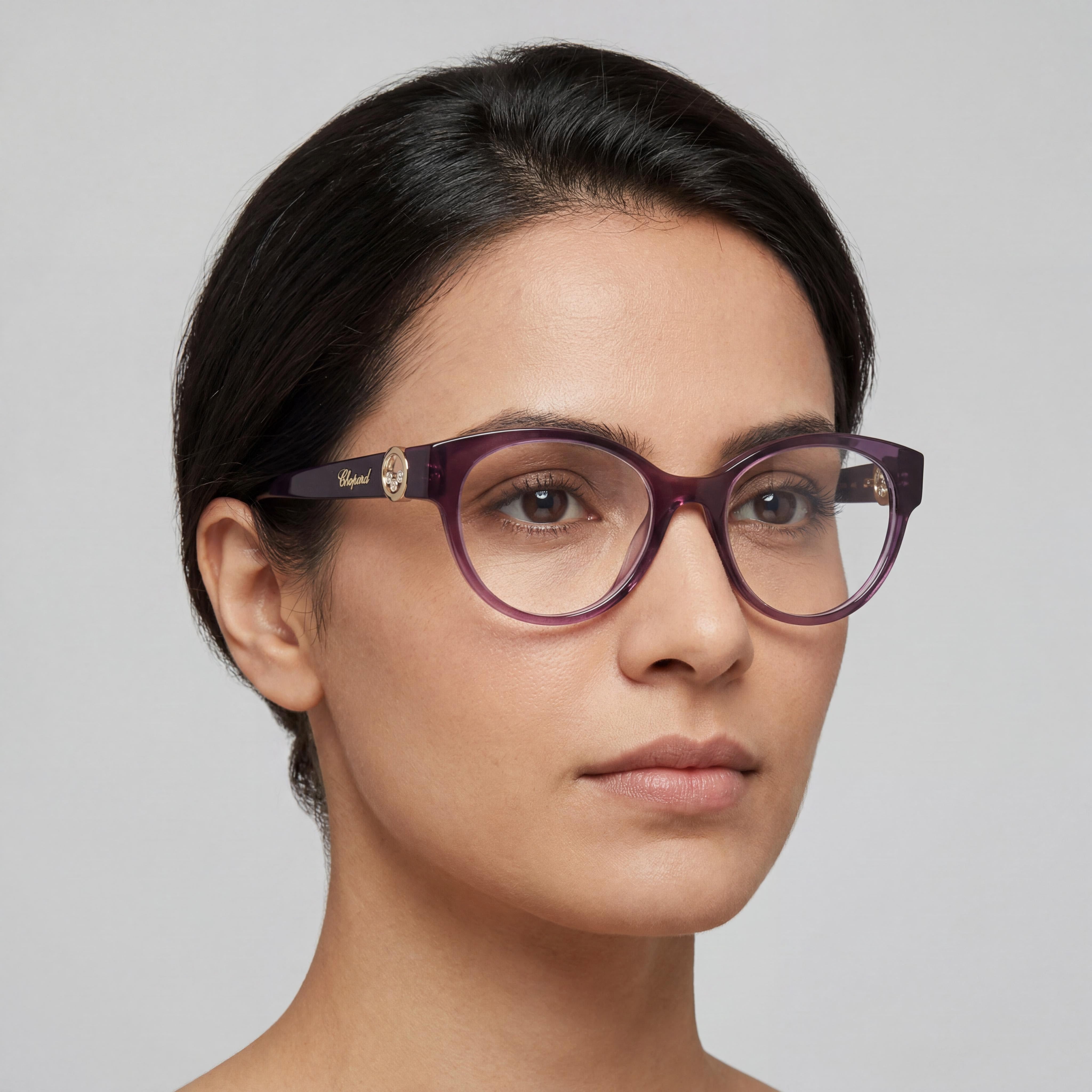 Chopard Modern Women's Transparent Violet Eyeglasses with 53mm Lens, 19mm Bridge, and 145mm Temples, Photo 4