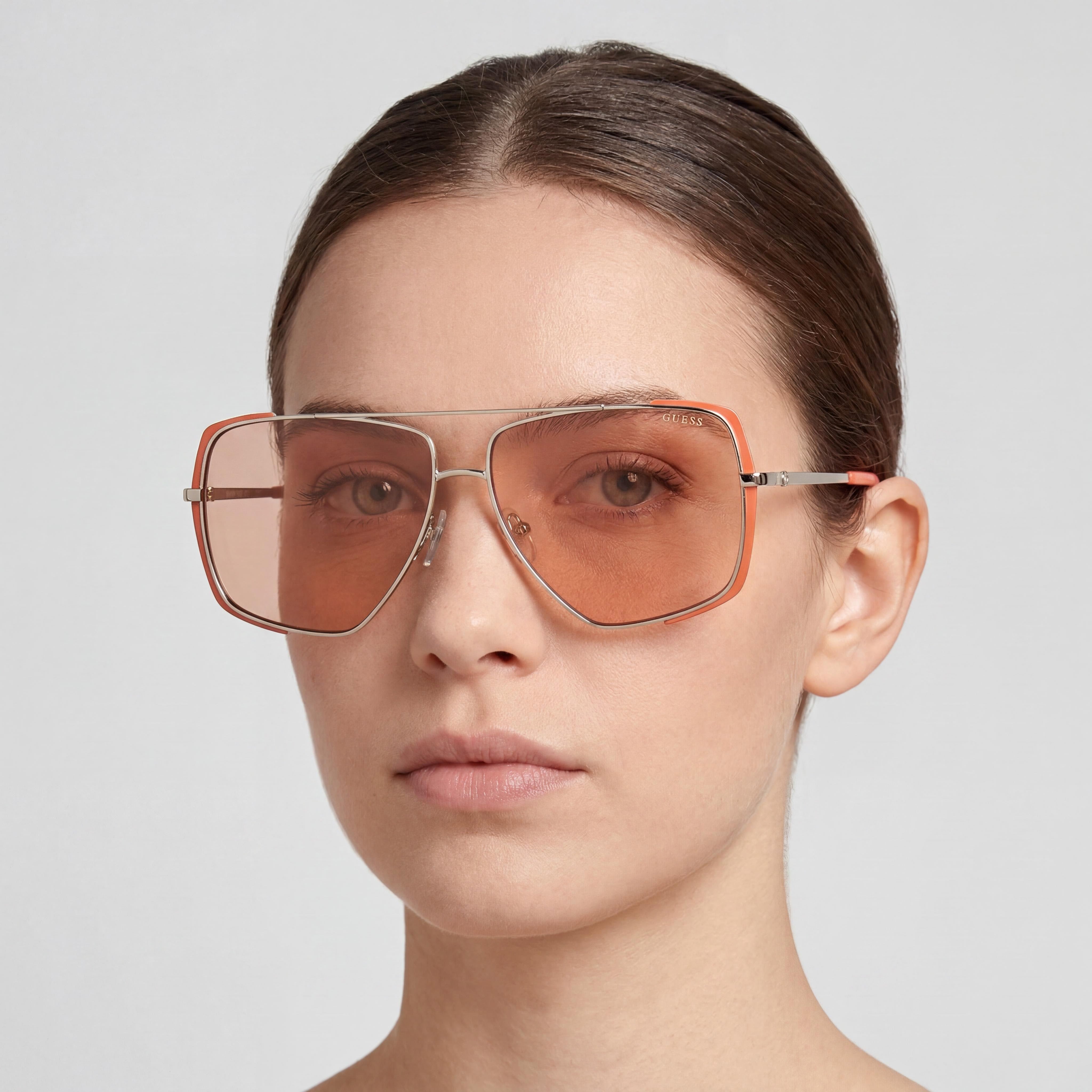 GUESS Gu00220 Women's Acetate Frame in Light Orange Pale Gold with Brown Non-Polarized Lenses 62mm, Photo 5