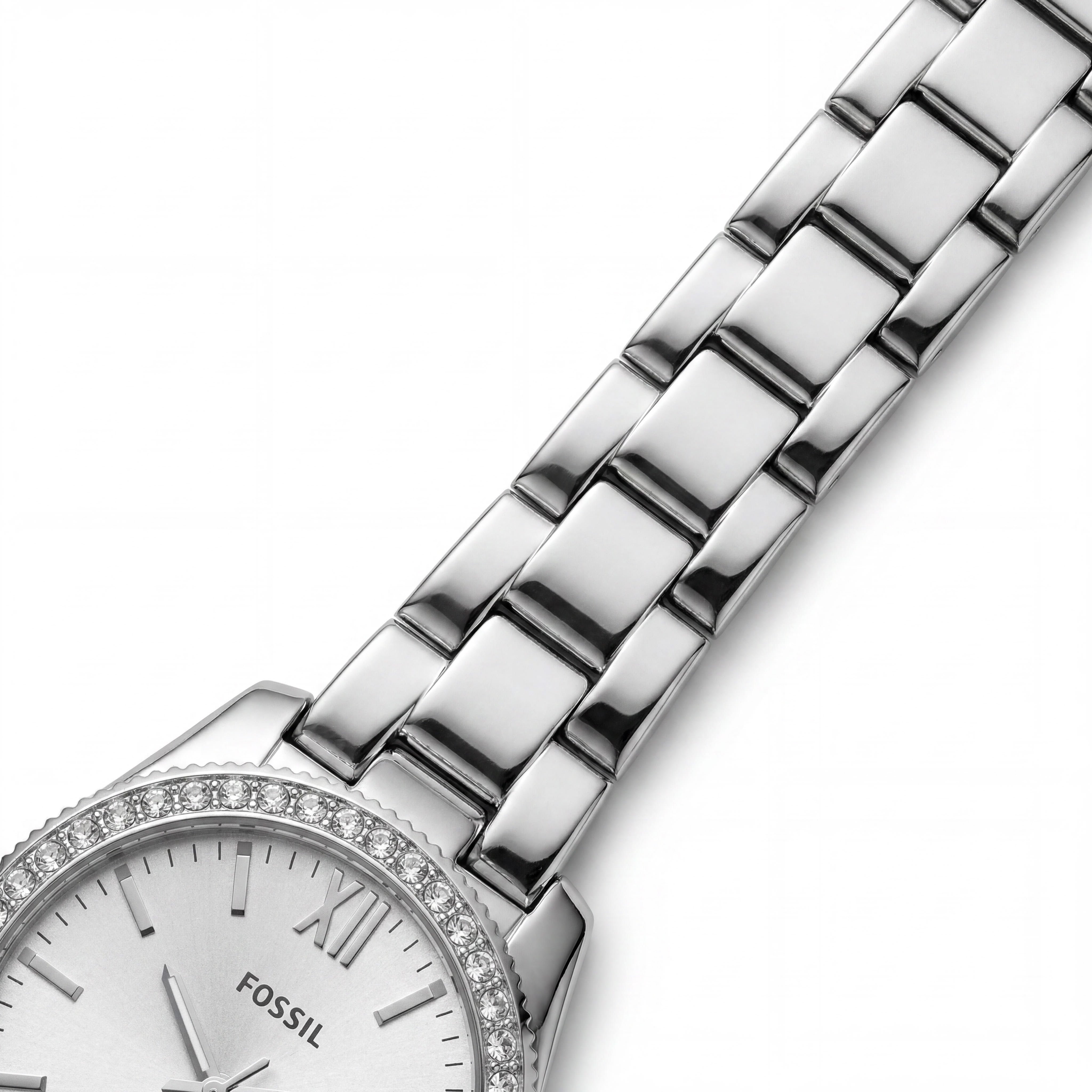 Reloj Fossil Scarlette ES4317 de cuarzo para mujer, caja redonda de acero inoxidable plateado con pedrería, movimiento de cuarzo, 32 mm, Photo 3