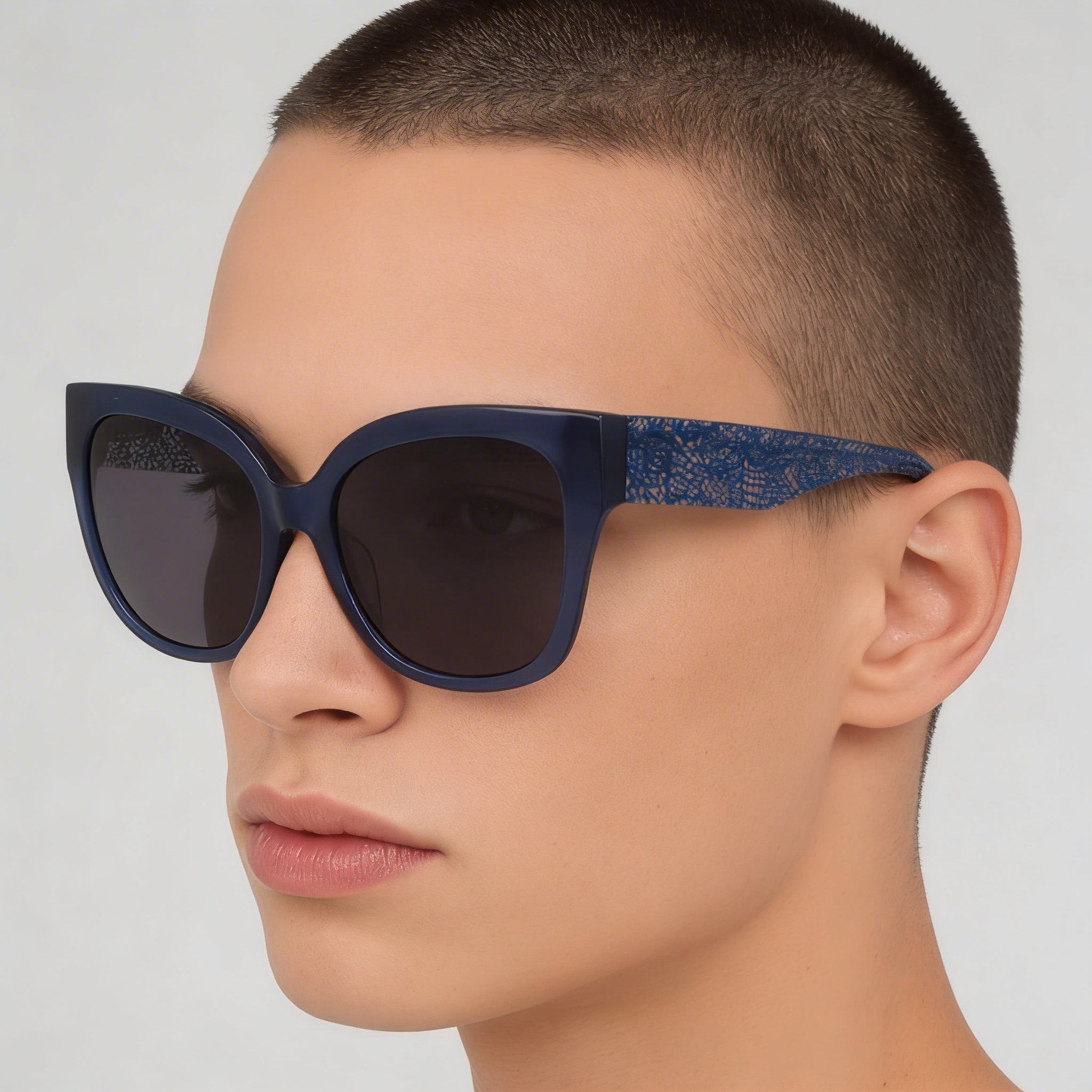bebe Bb7248 Unisex Navy Crystal Plastic Frame Eyeglasses, UV Protection, Non-Polarized, 56mm, Photo 4