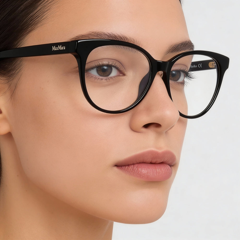 Gafas de sol unisex MaxMara MM5012 de acetato negro brillante con montura completa, lentes de 54 mm, puente de 14 mm y patillas de 140 mm.