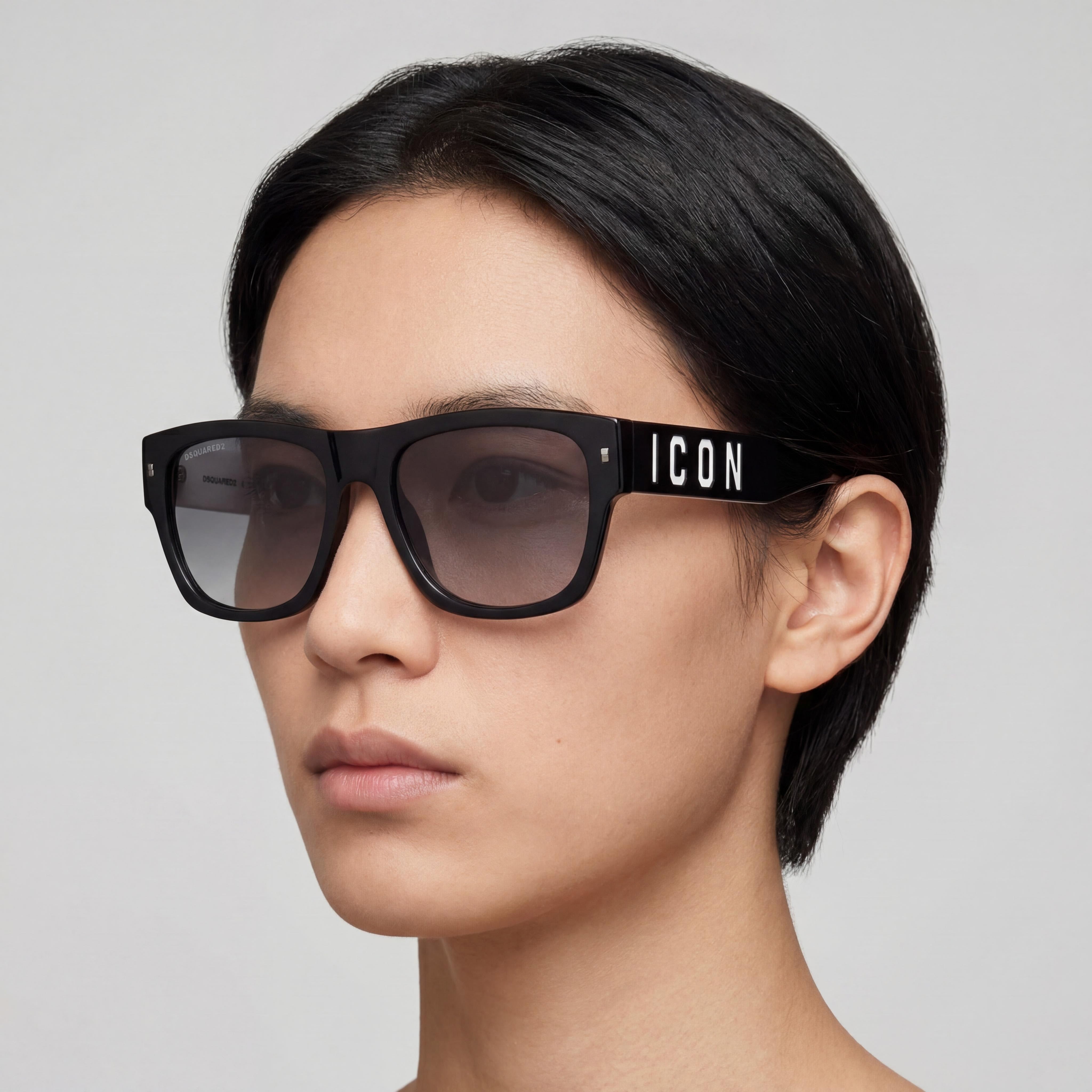DSQUARED2 Icon 0004/s Gafas de Sol Unisex de Estilo Clásico con Montura de Acetato en Negro y Blanco, Protección UV, 55mm, Photo 4