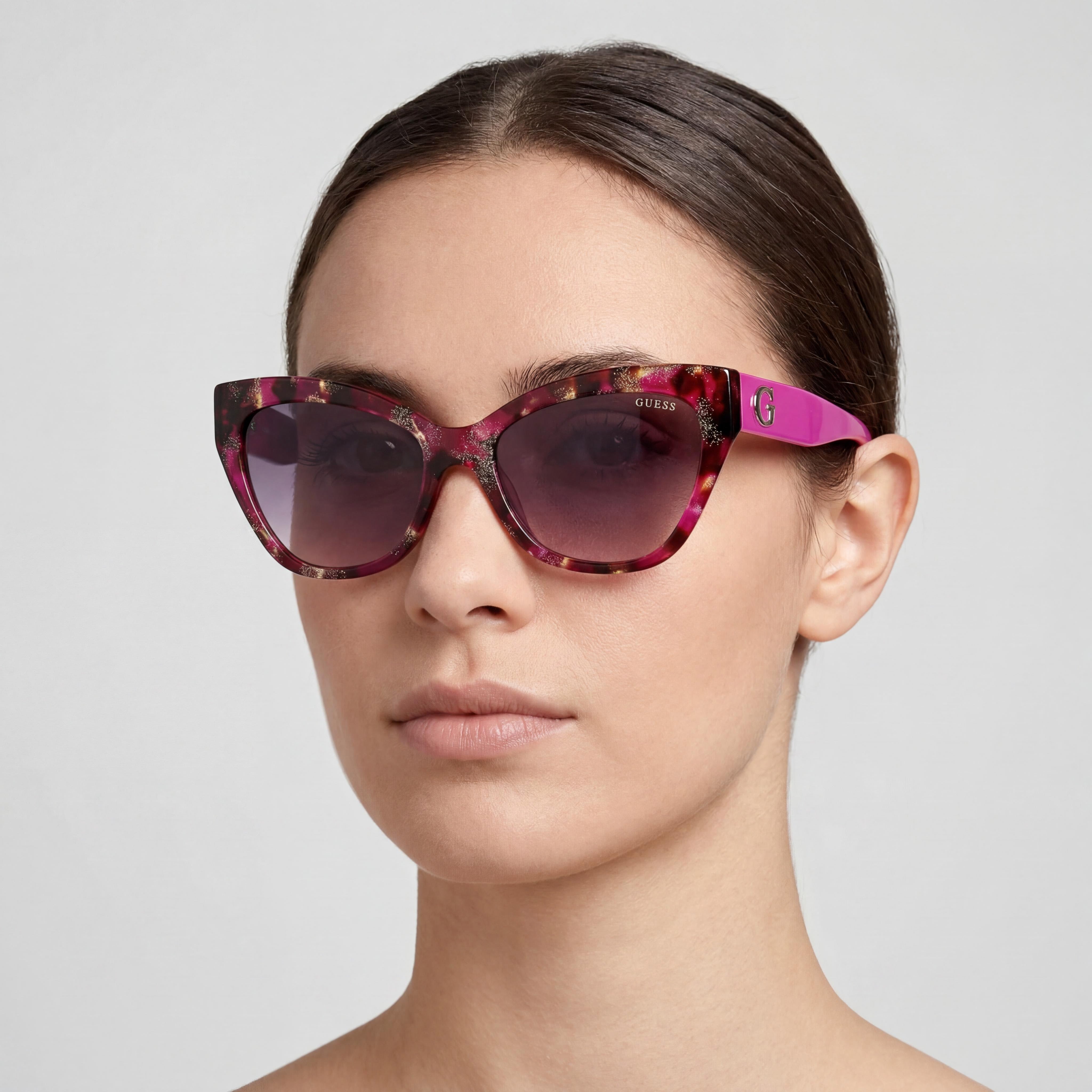 GUESS Gu00204 Women's Plastic Lilac Havana Gradient Brown Non-Polarized UV 400 Sunglasses 55mm, Photo 3