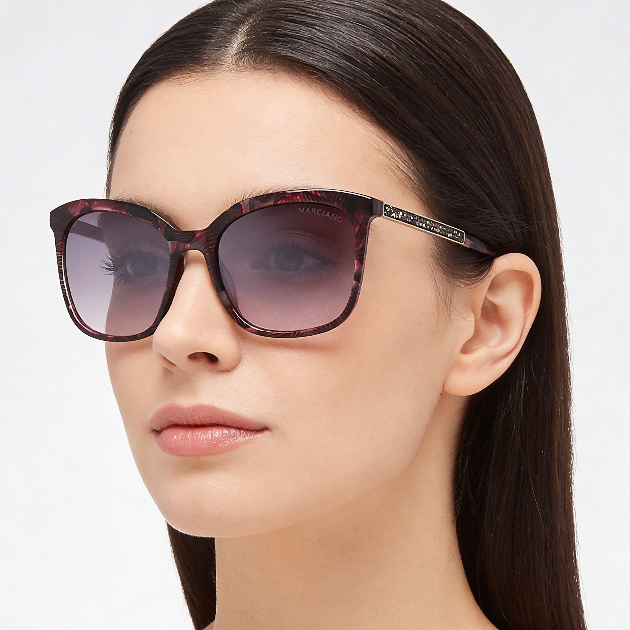 Gafas de sol Guess Classic para mujer, montura de plástico violeta brillante, con espejo burdeos, de plástico, no polarizadas, 54 mm, Photo 4