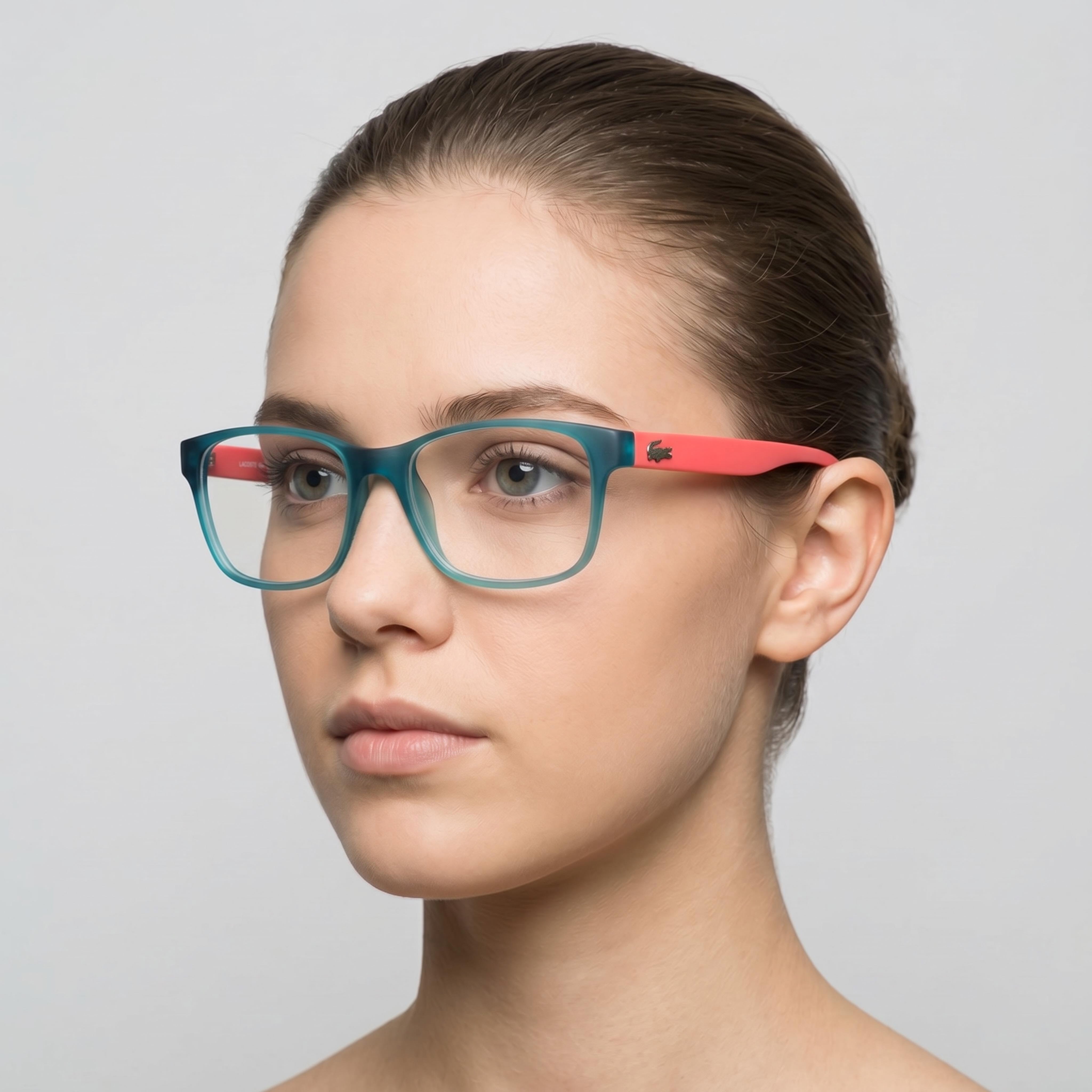 Gafas de plástico cuadradas unisex Lacoste L3804b Aqua Matte con Star Phospho 51mm, Photo 5