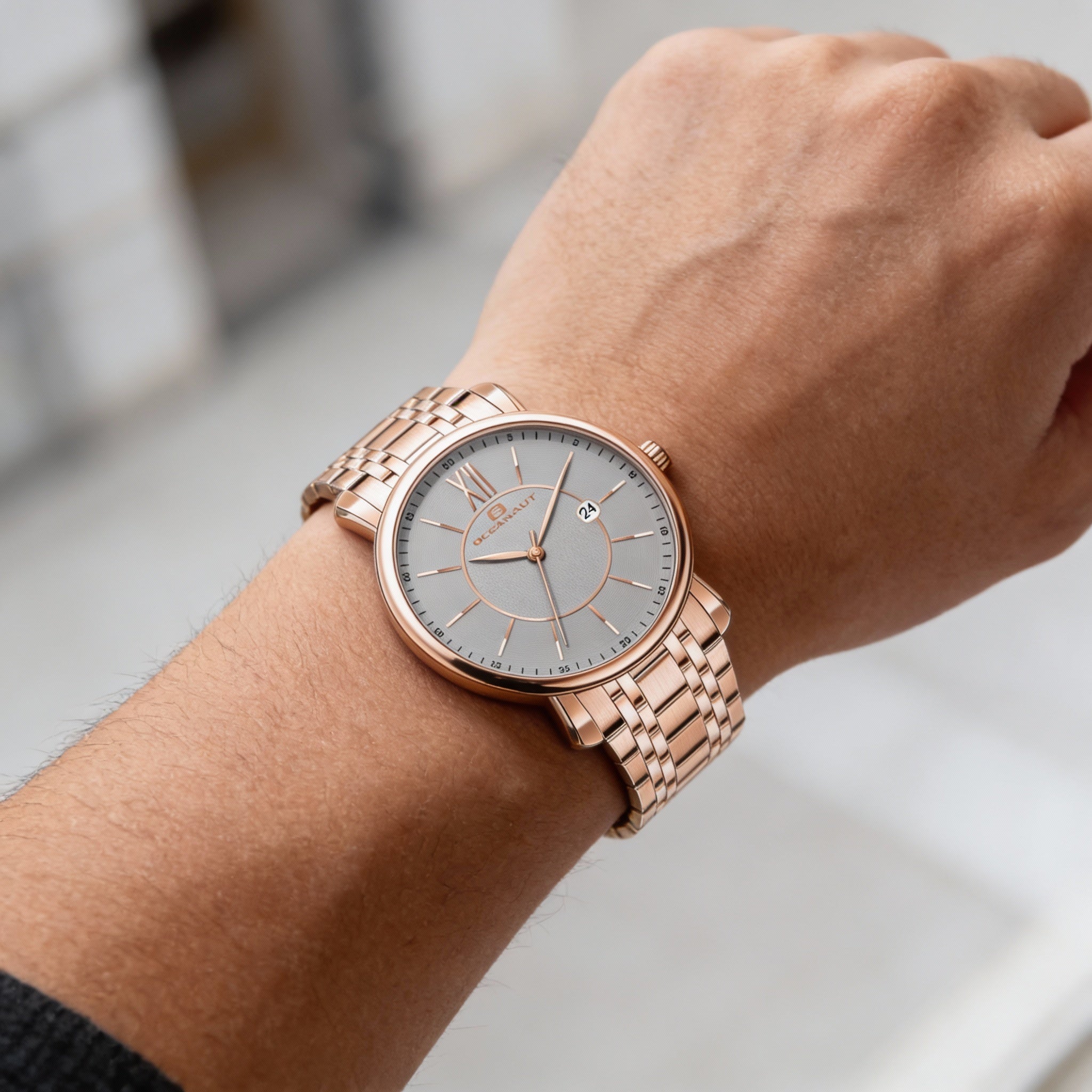 Reloj Oceanaut para hombre con pulsera y caja de acero inoxidable gris, movimiento de cuarzo, resistente al agua., Photo 3