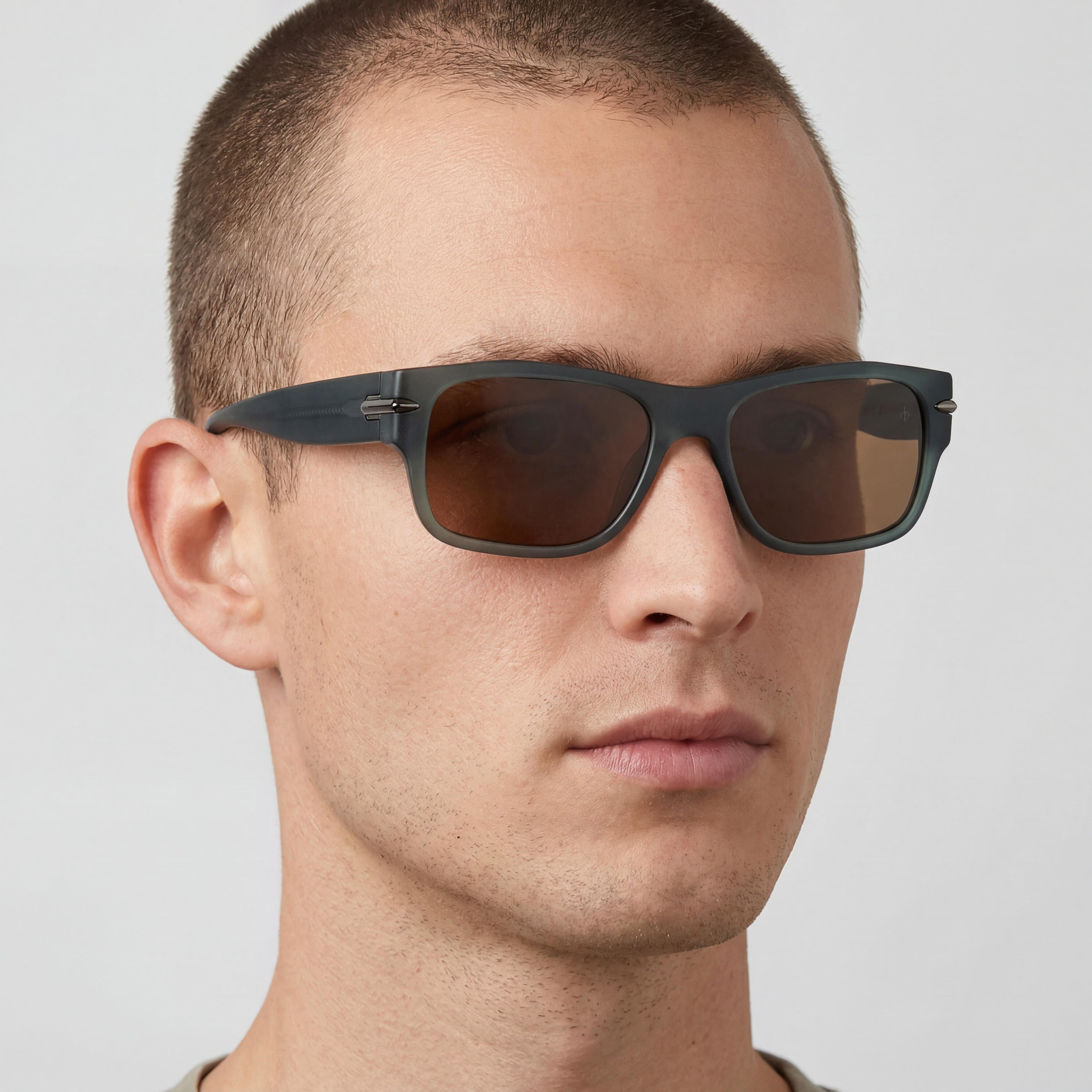 Gafas de sol casuales para hombre rag & bone, montura de acetato verde con lentes marrones, lentes de 55mm puente de 17mm patillas de 145mm, Photo 5