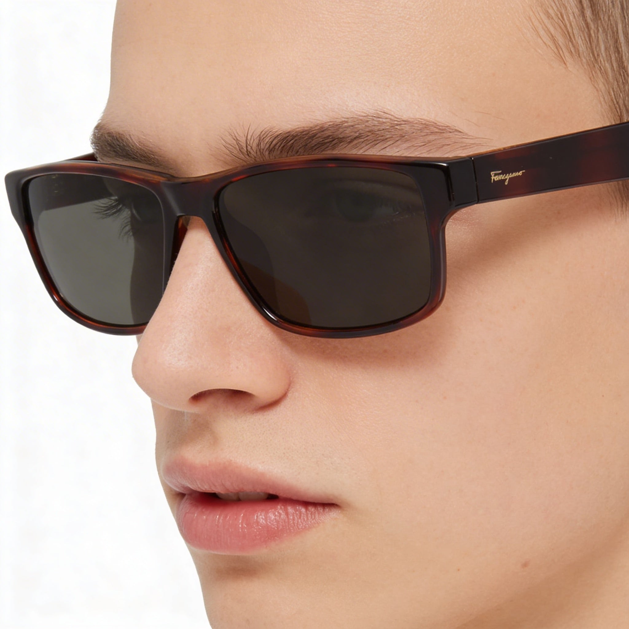 Ferragamo SF960S 214 Gafas de sol rectangulares unisex de plástico carey con marco marrón y protección UV no polarizada 58 mm, Photo 3