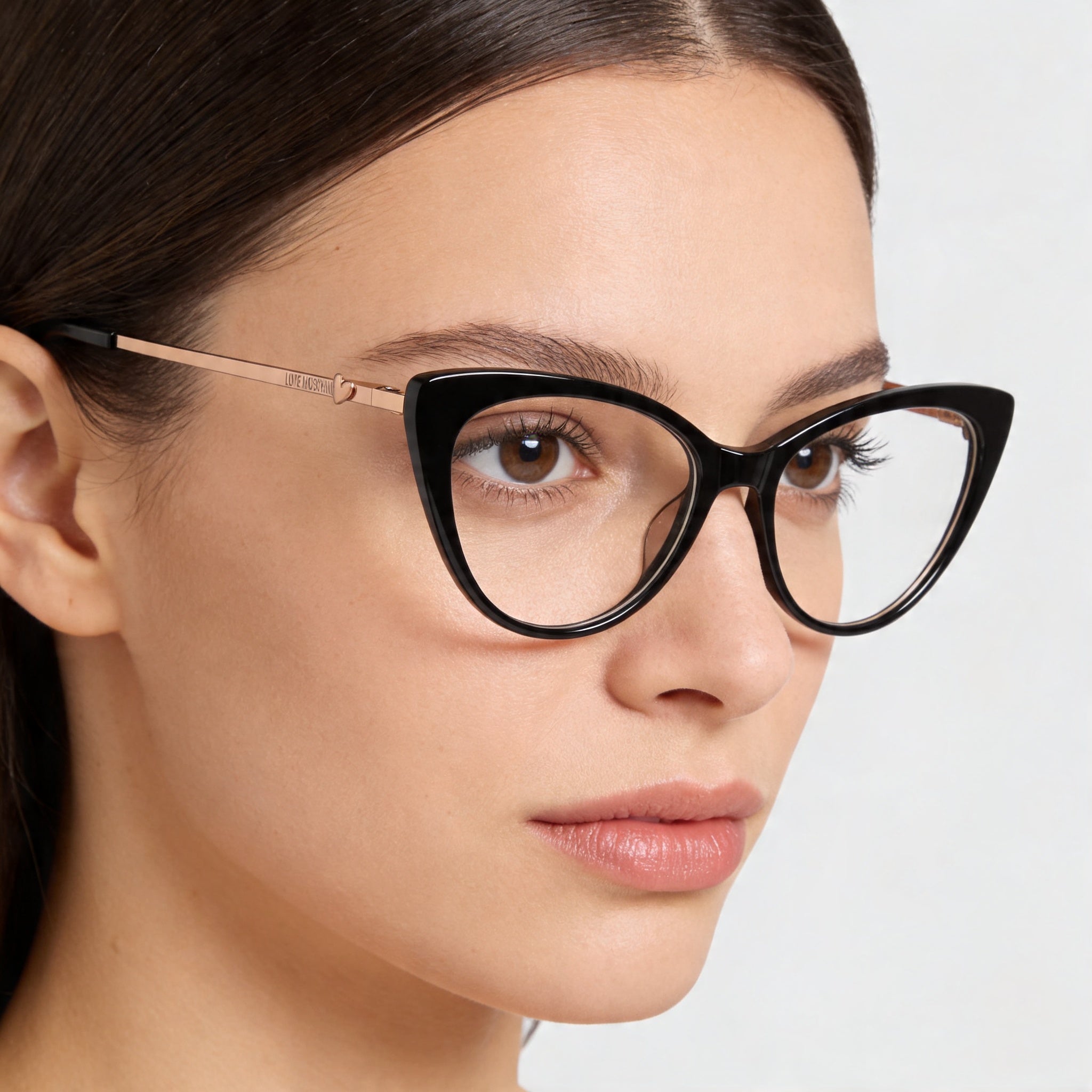 Gafas de sol de mujer Love Moschino con montura de acetato tipo Cat Eye, lentes que no son de policarbonato, color cobre dorado 55, Photo 5