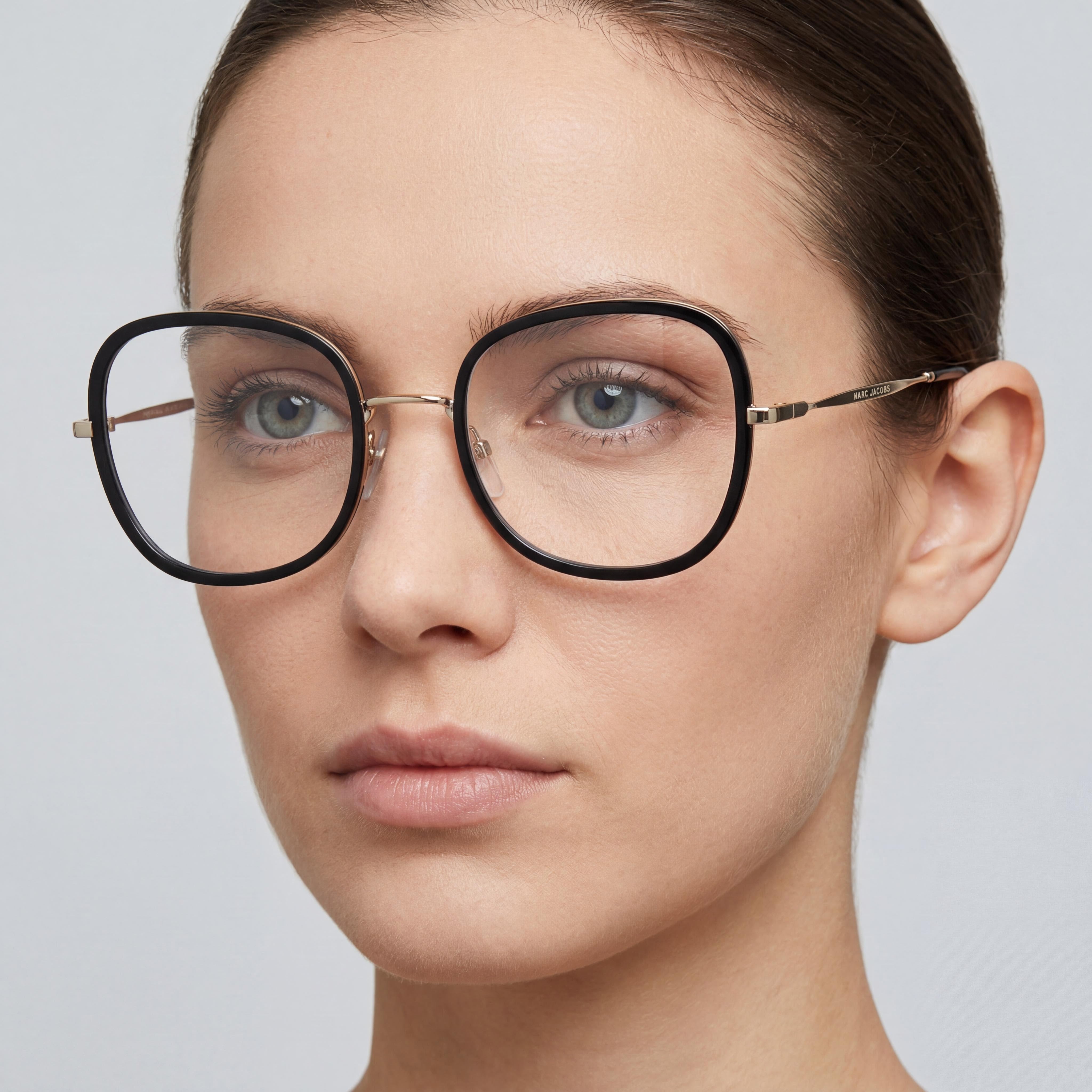 Marc Jacobs Marc 701 Women's Eyewear with Alloy Steel Frames in Black Gold, 53mm Lens Width, Photo 4