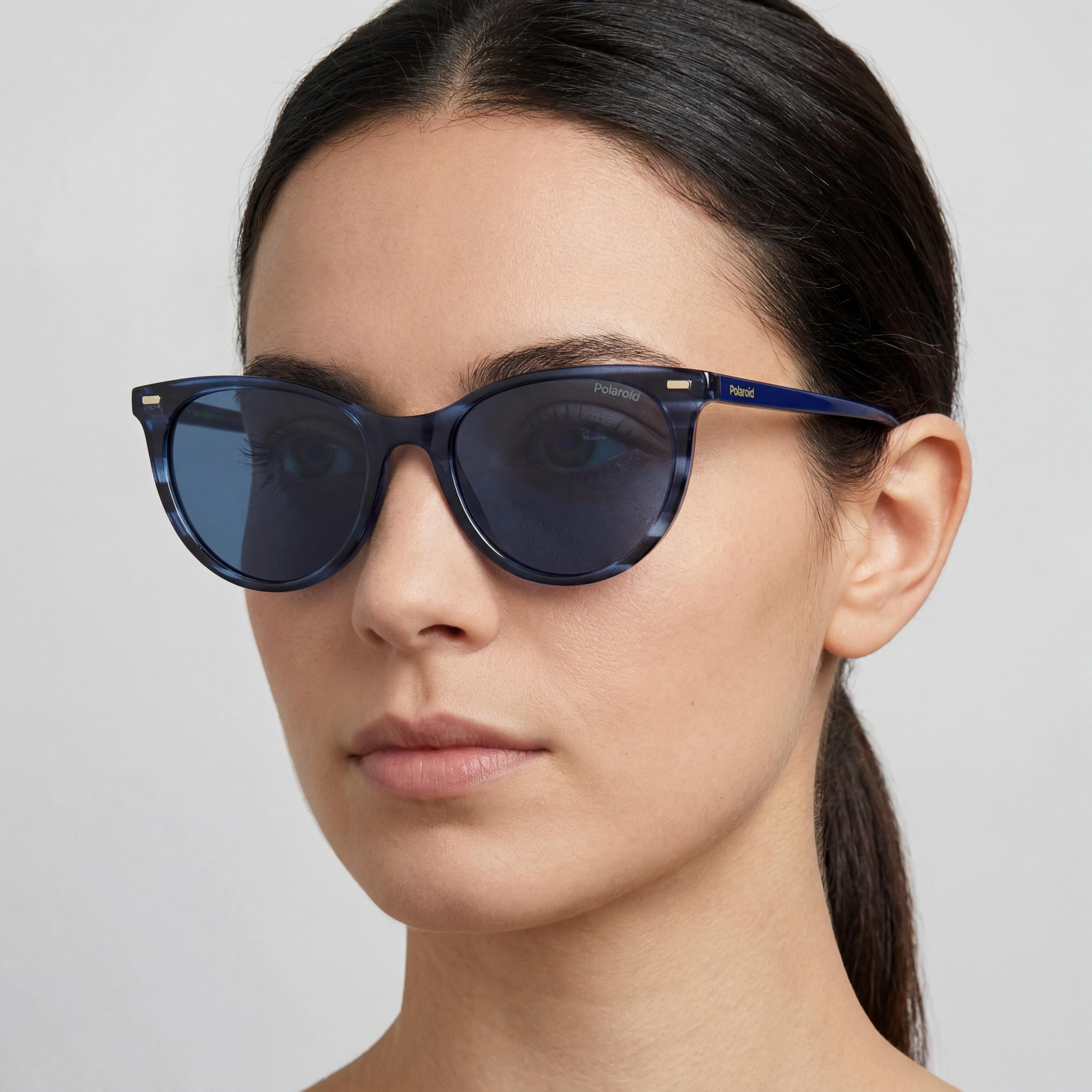 Gafas de sol polarizadas con protección UV para mujer Polaroid Pld 4107/S, poliamida ecológica azul Habana, 52 mm, Photo 5