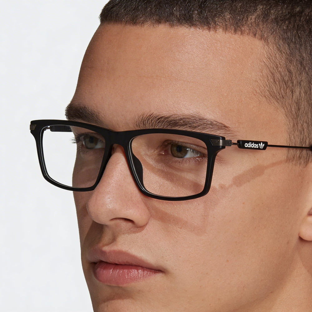 Gafas adidas Casual para hombre, montura de plástico negro mate, lentes sin policarbonato, talla 54-15-145