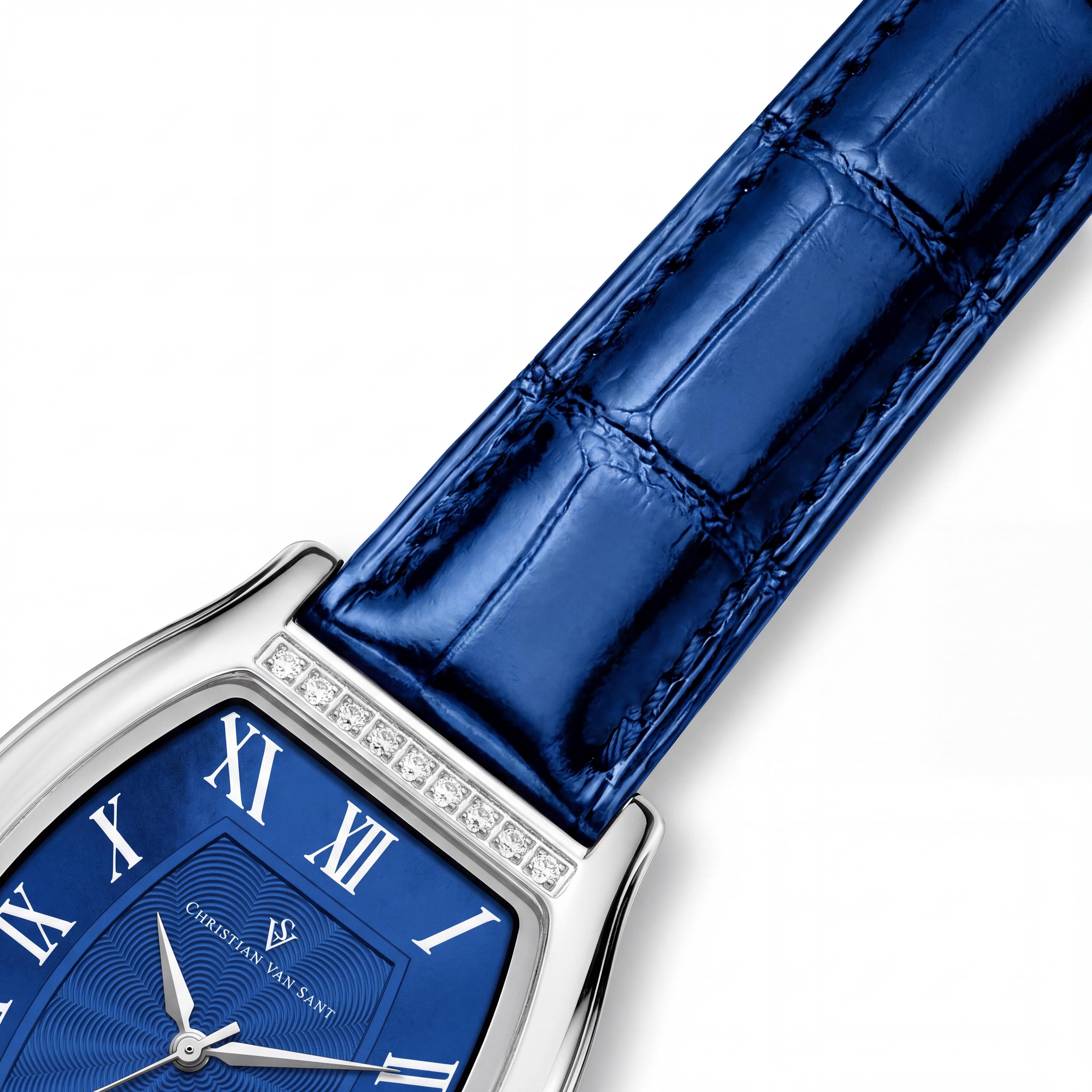 Christian Van Sant CV2441 Modern Women's Blue Dial Stainless Steel Leather Quartz Movement Water Resistant Watch, Photo 3