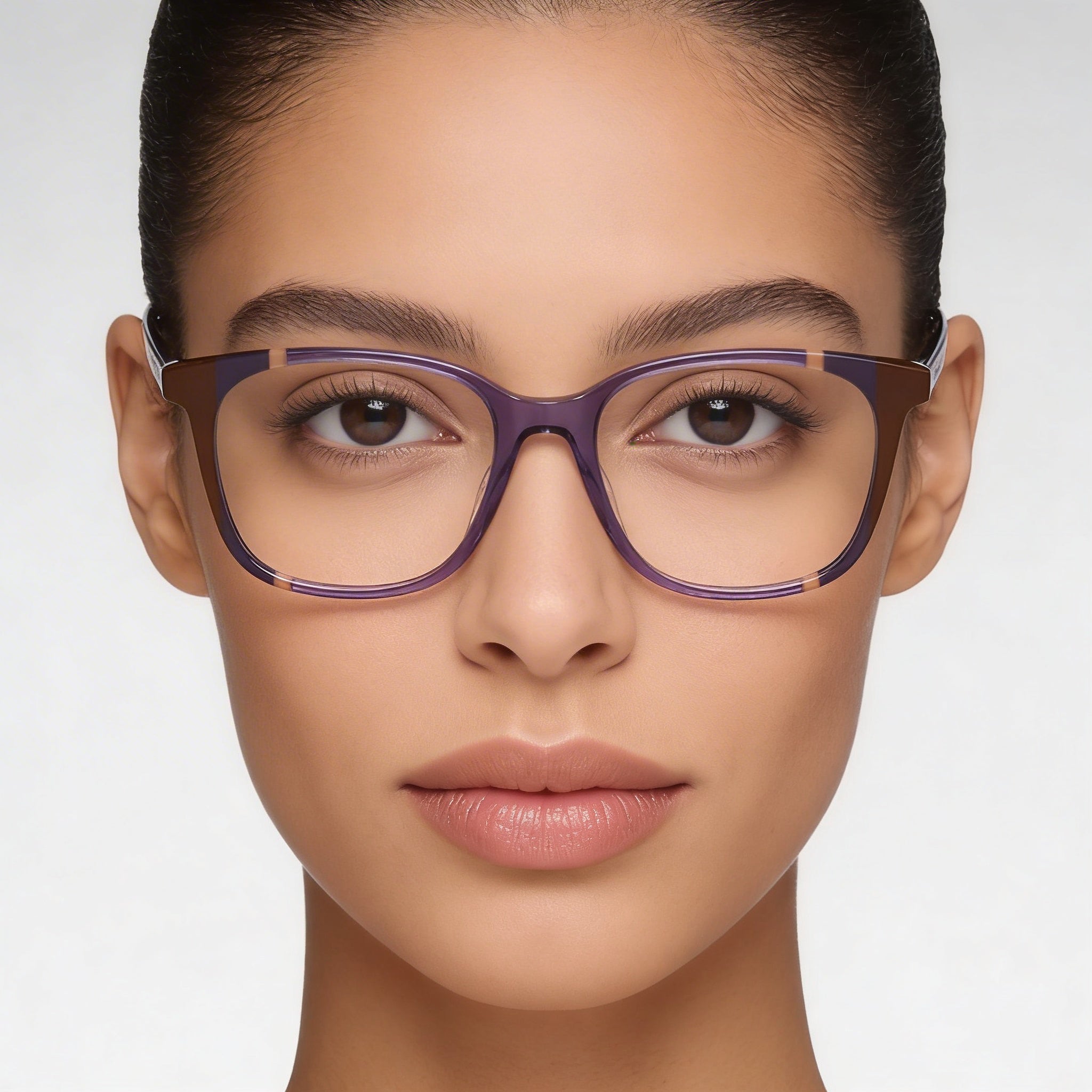 Carolina Herrera CH 0065 Women's Eyeglasses, Rectangular Full Frame, Acetate Frame Violet Brown, 52mm, Photo 5