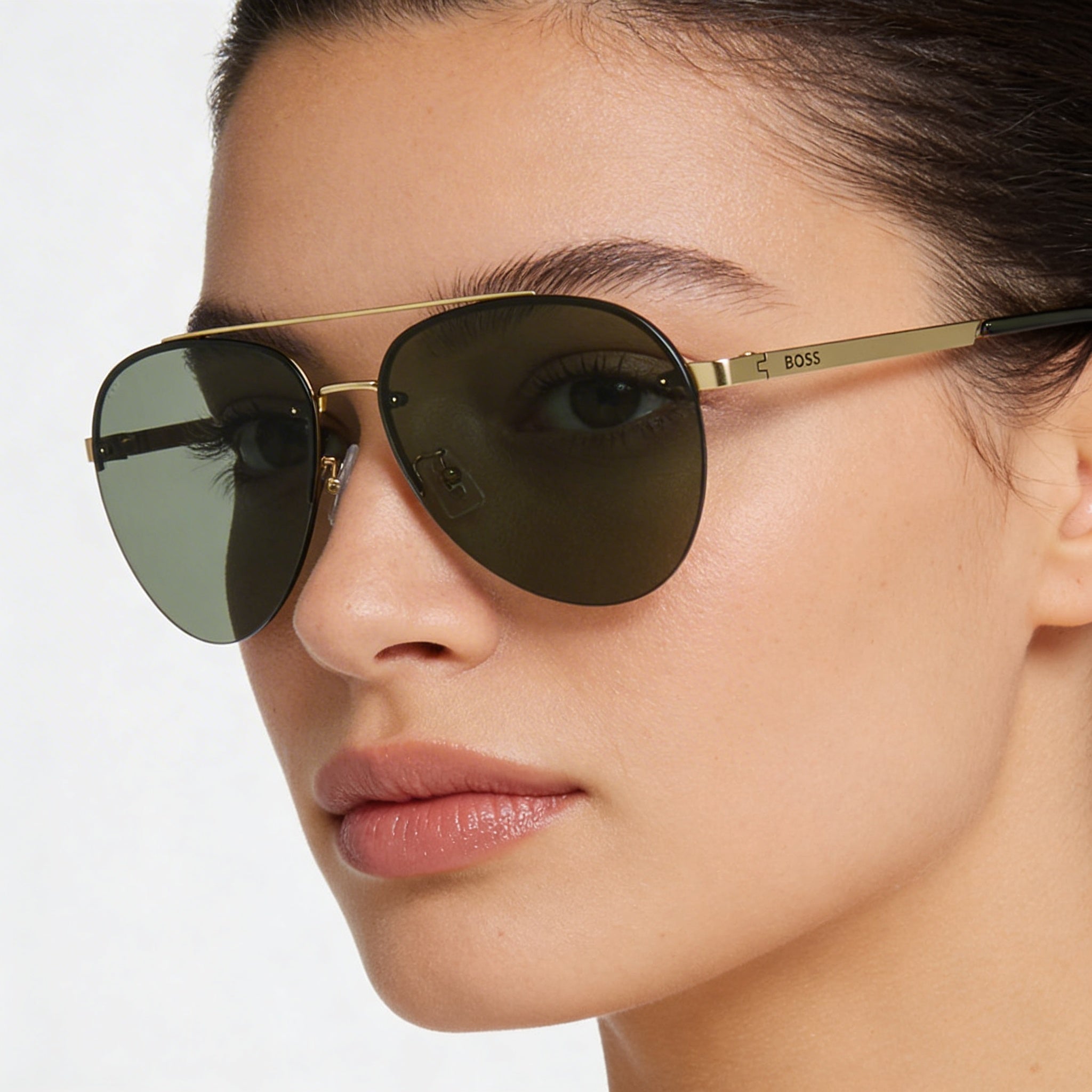 HUGO BOSS Women's Modern Metal Frame UV Protection Matte Gold Sunglasses 62mm, Photo 4