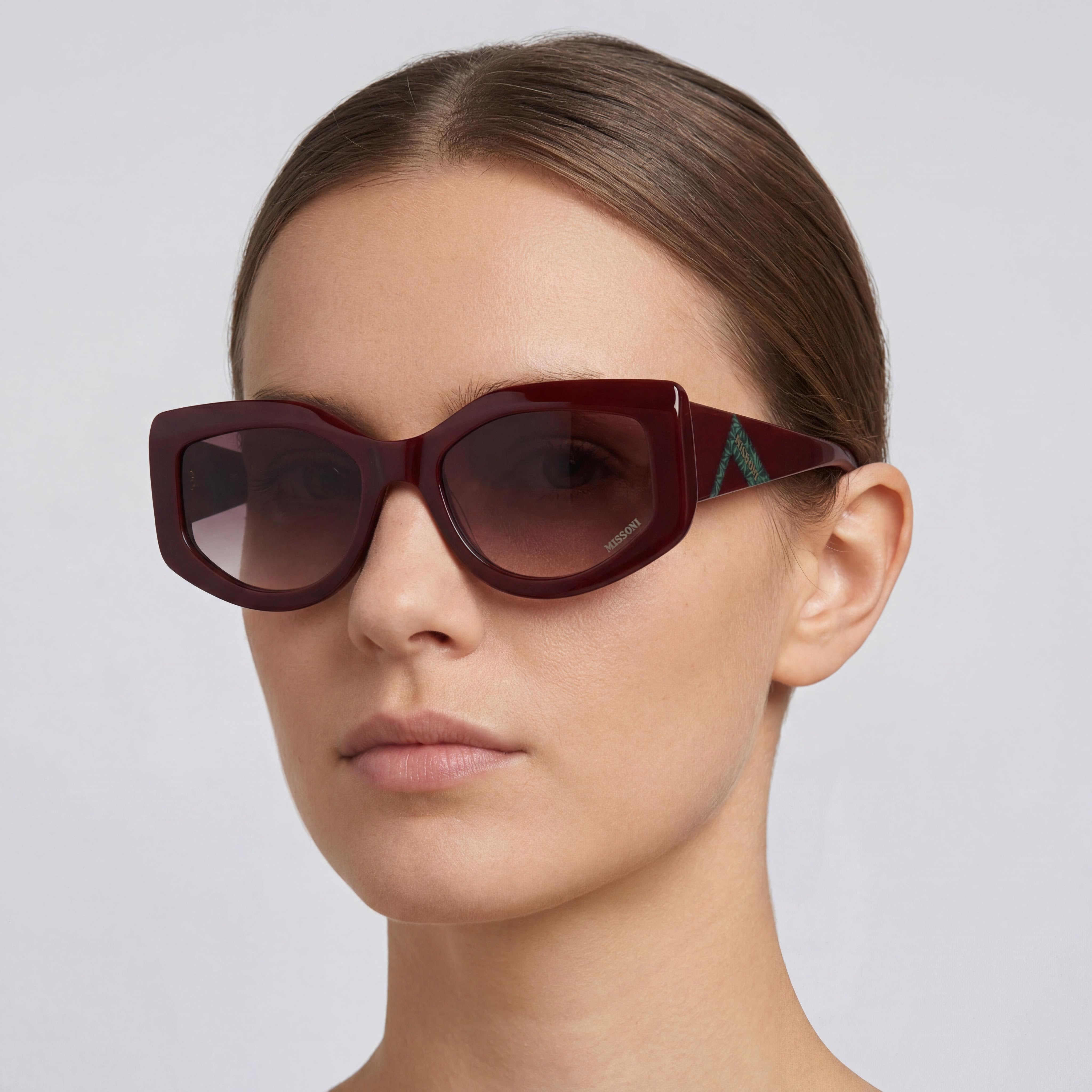 M Missoni Casual Women's Acetate Non-Polarized Sunglasses Burgundy Pink Doubleshade 54-19-140, Photo 5