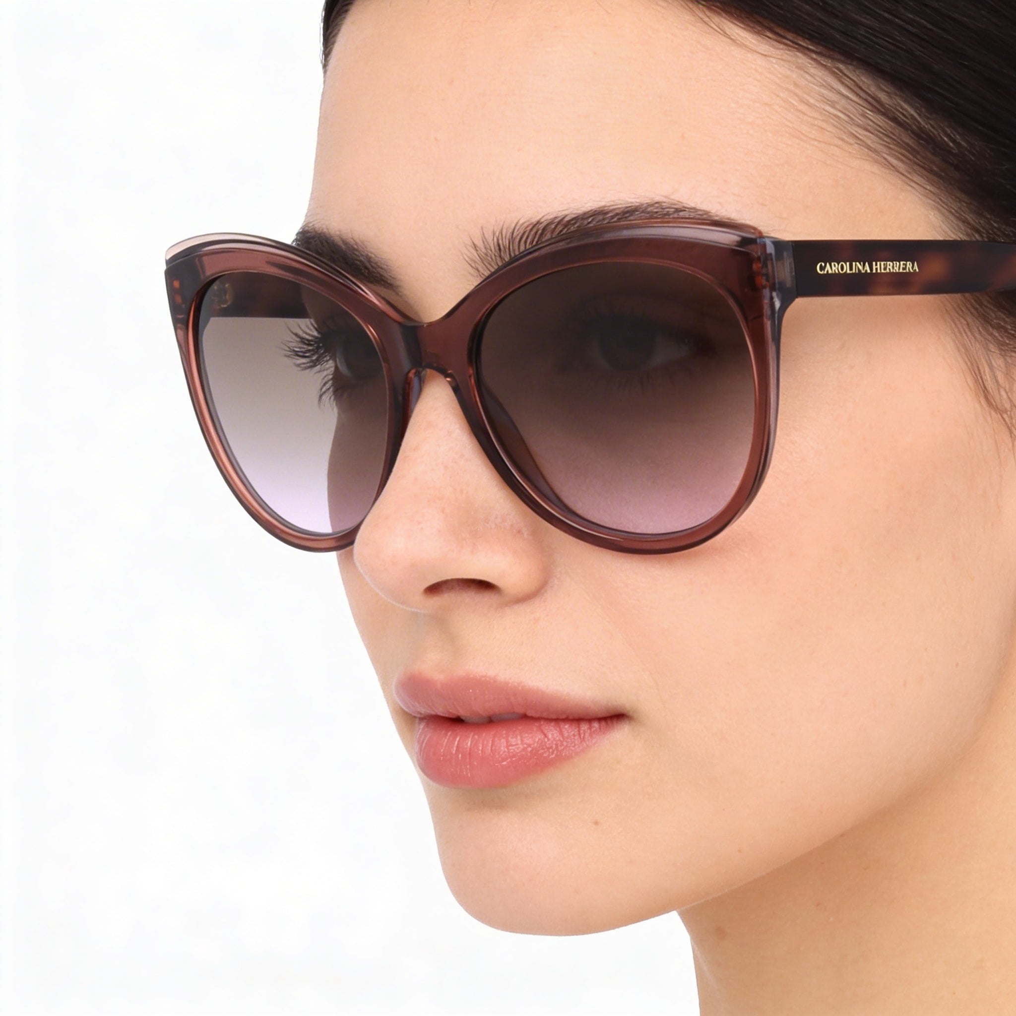 Gafas de sol ligeras de acetato con montura marrón grisácea para mujer Carolina Herrera Essential, aptas para lentes graduadas, 57 mm, Photo 5