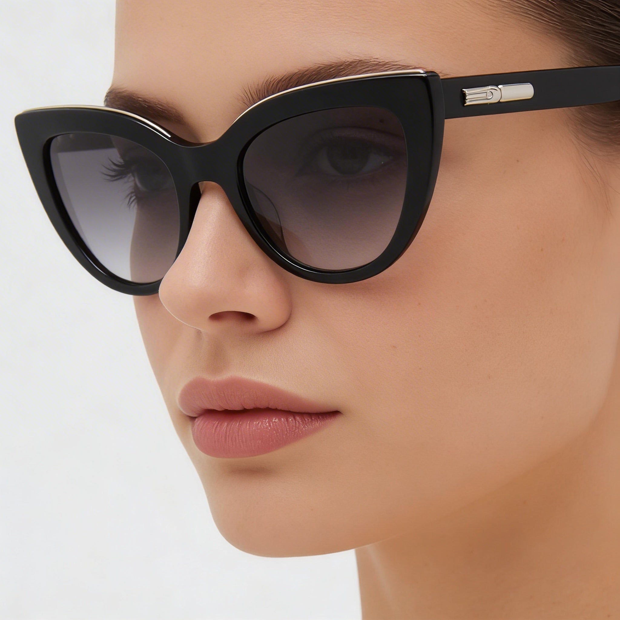 Gafas de Sol Ojo de Gato Longchamp LO686S para Mujer con Montura de Acetato Negro, Lentes Grises, Protección UV, 51mm, Photo 4