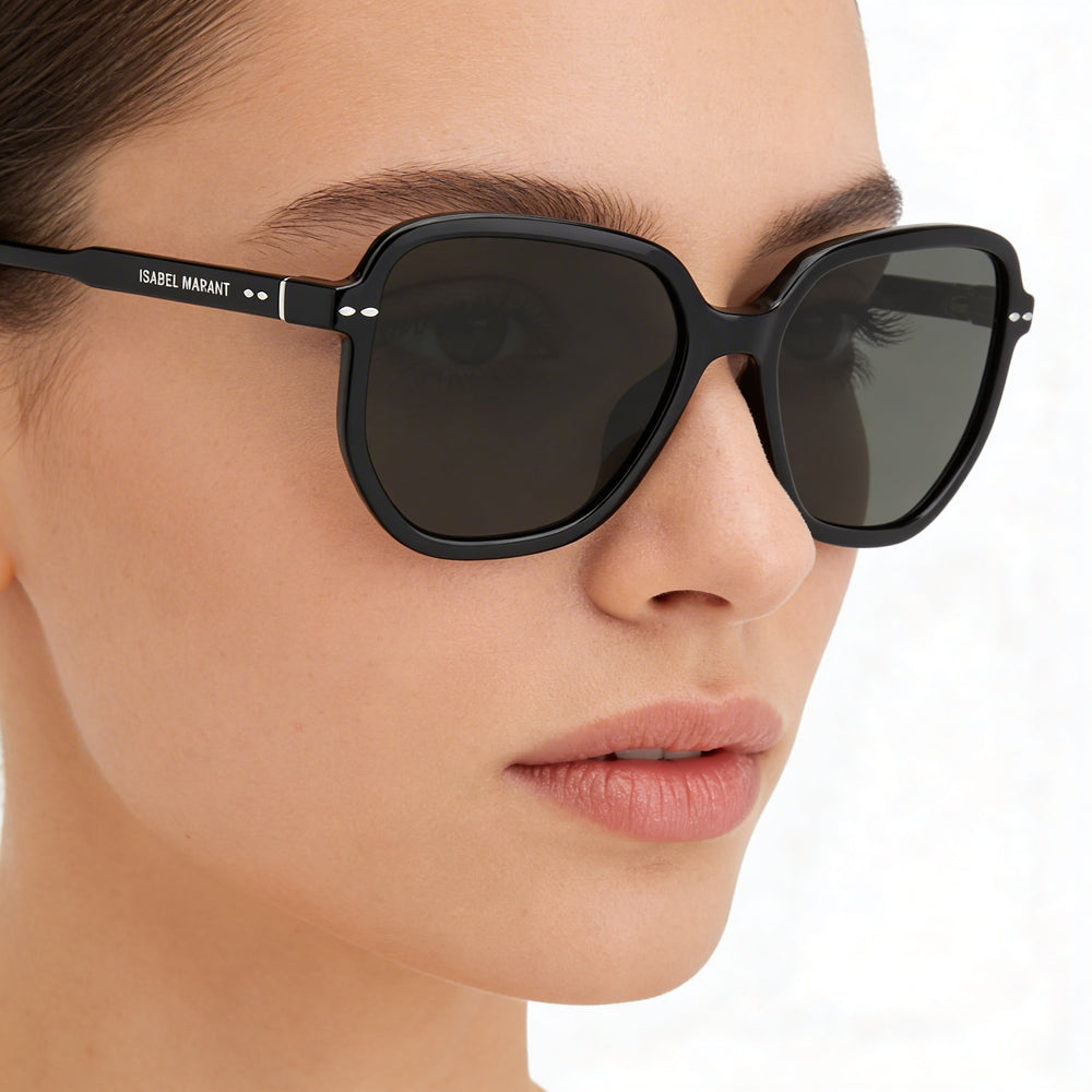 Gafas de sol Isabel Marant Modern para mujer, montura octogonal de acetato negro, policarbonato, protección UV, 57 mm
