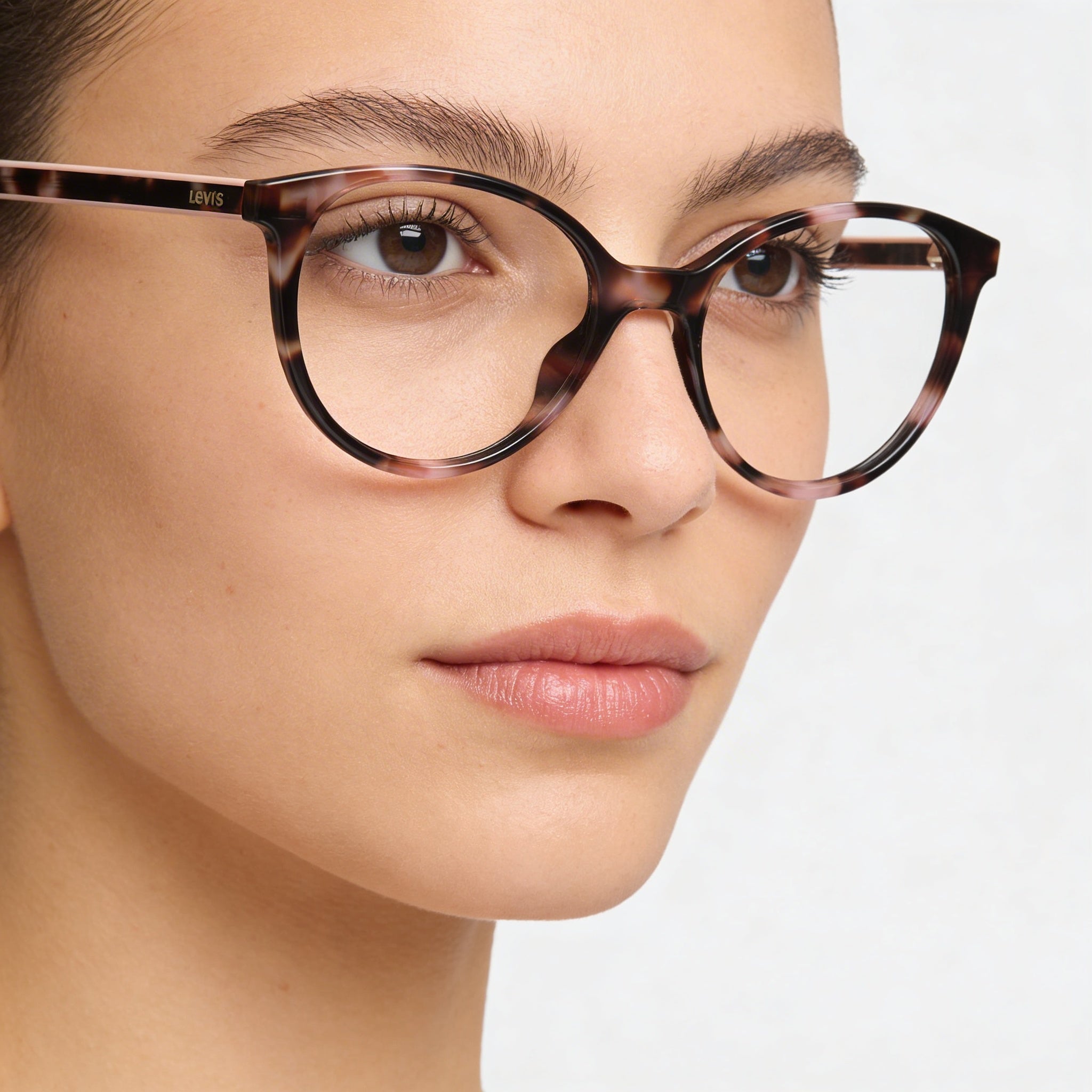 Levi's Lv 1031 Women's Pink Havana Plastic Optical Frames with Demo Lenses and Iconic Logo 51mm, Photo 5