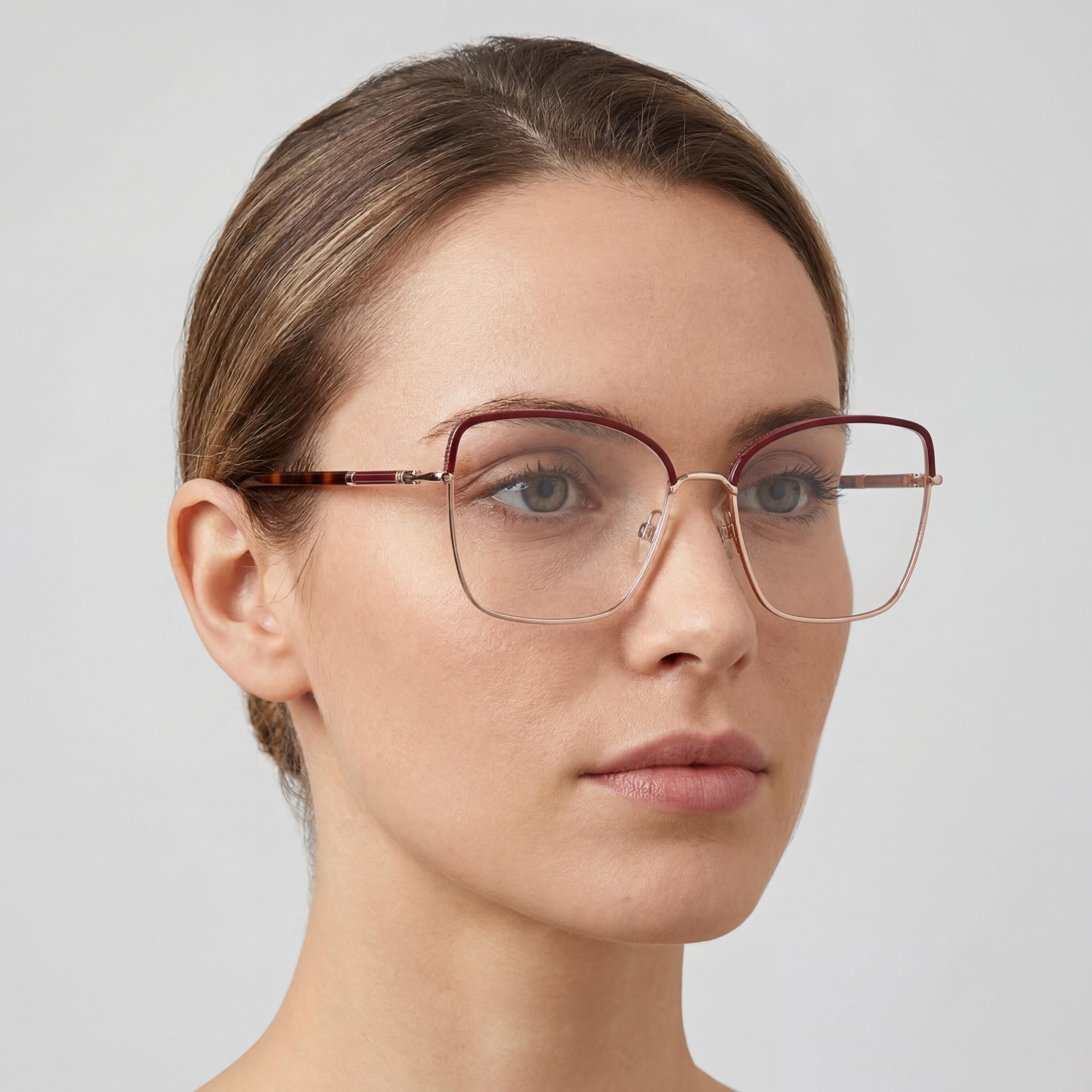 Carolina Herrera Classic Women's Red Gold Havana Metal Frame Eyewear with Polycarbonate Lenses, 56mm, Photo 4