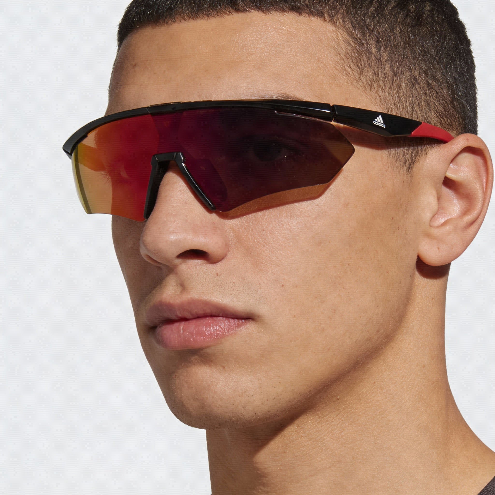Gafas de sol adidas Contemporary TR90 de plástico para hombre, montura negra brillante, lentes Roviex de espejo ámbar, 100 % protección UV, 146 mm, Photo 3