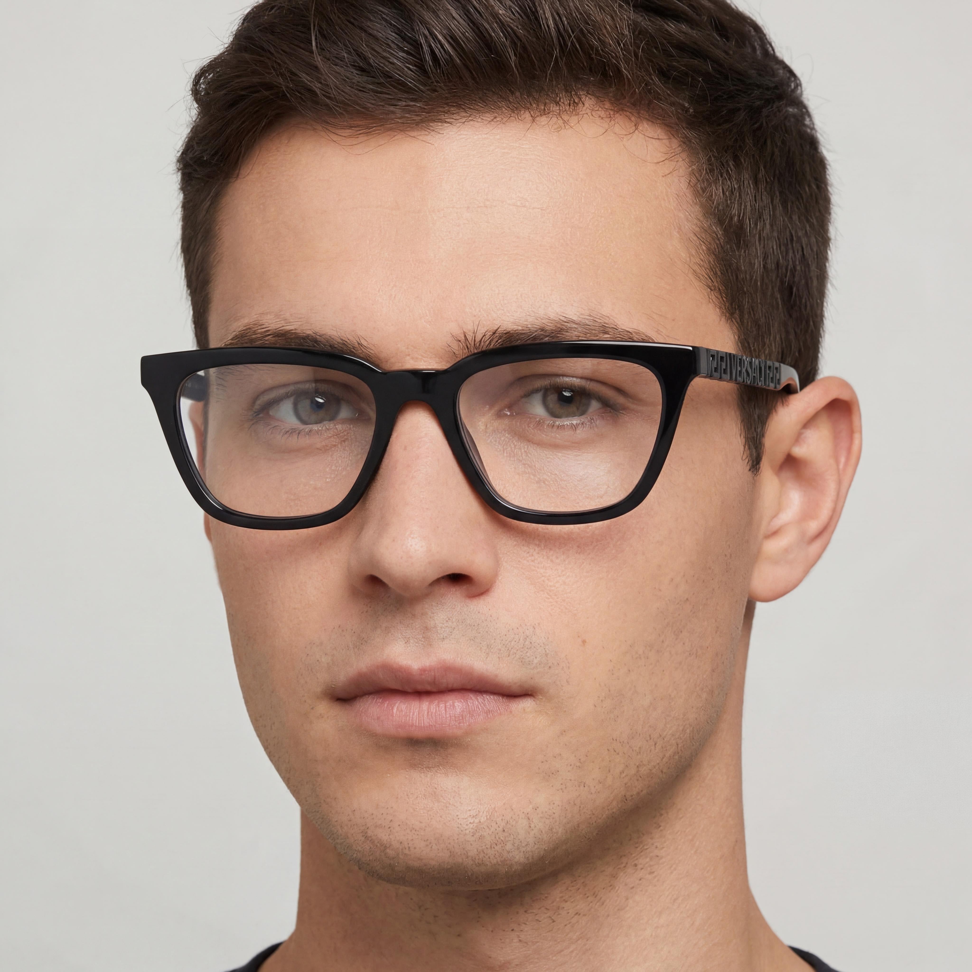 Versace Ve 3352u Men's Eyeglasses featuring Black Nylon Frames and Clear Lenses, 53mm Lens Width, Photo 4