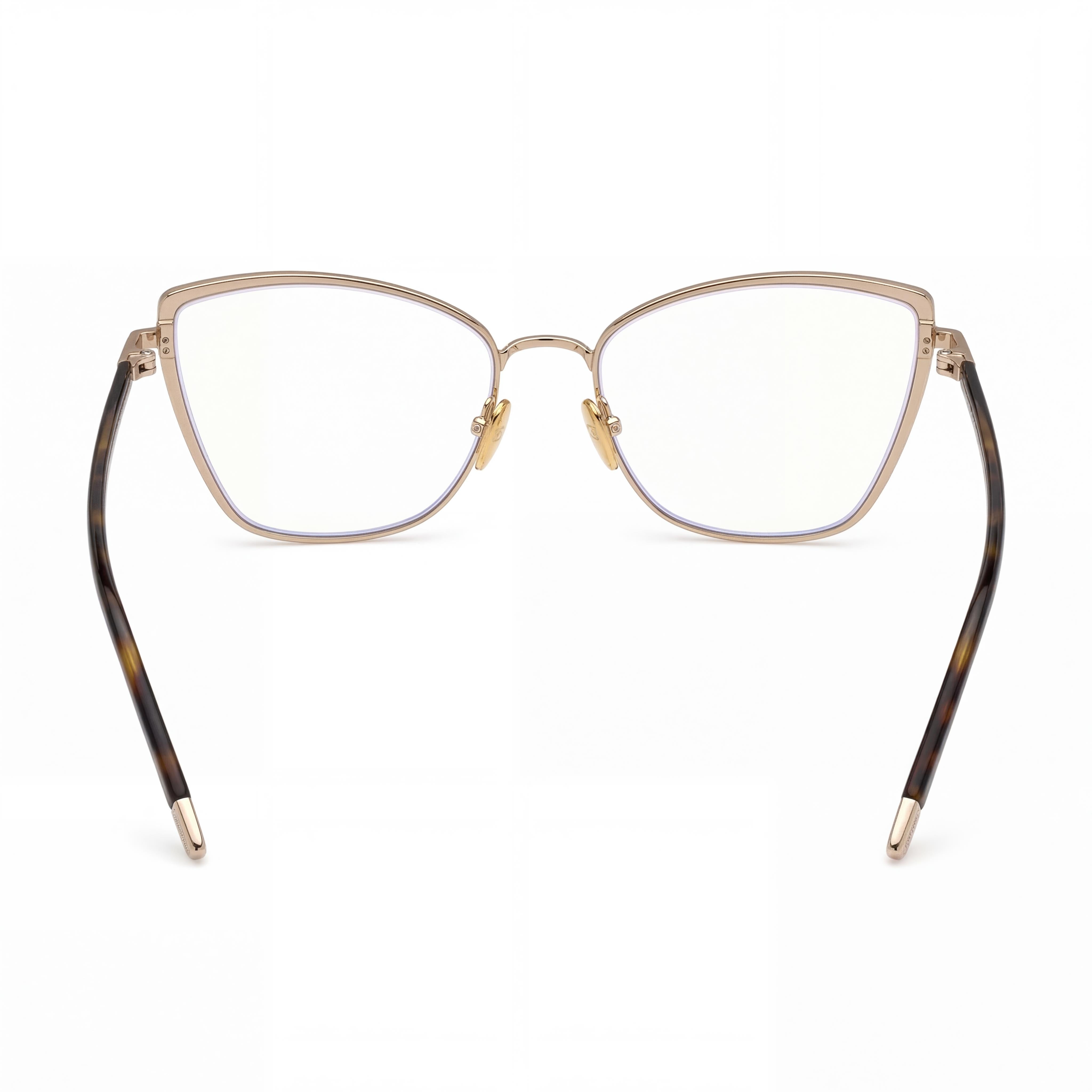 Gafas de vista Tom Ford FT5740-B para mujer, con montura de ojo de gato, de metal, con bloqueo de luz azul, en oro rosa brillante y habana oscuro, 54 mm, Photo 4