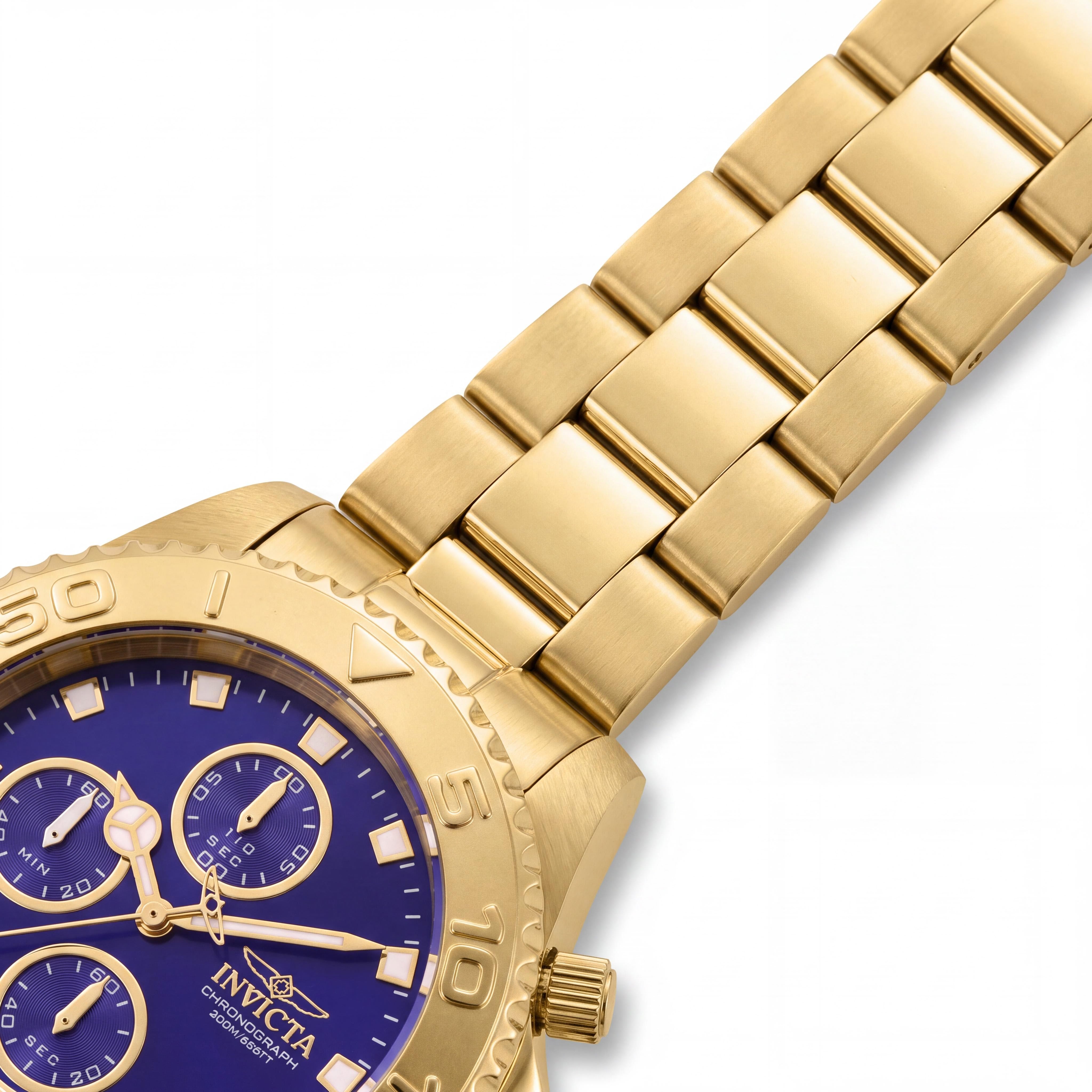 Invicta 28682 Bracelet Men's Gold-Tone Stainless Steel Blue Dial Chronograph Watch 43.5mm, Photo 3