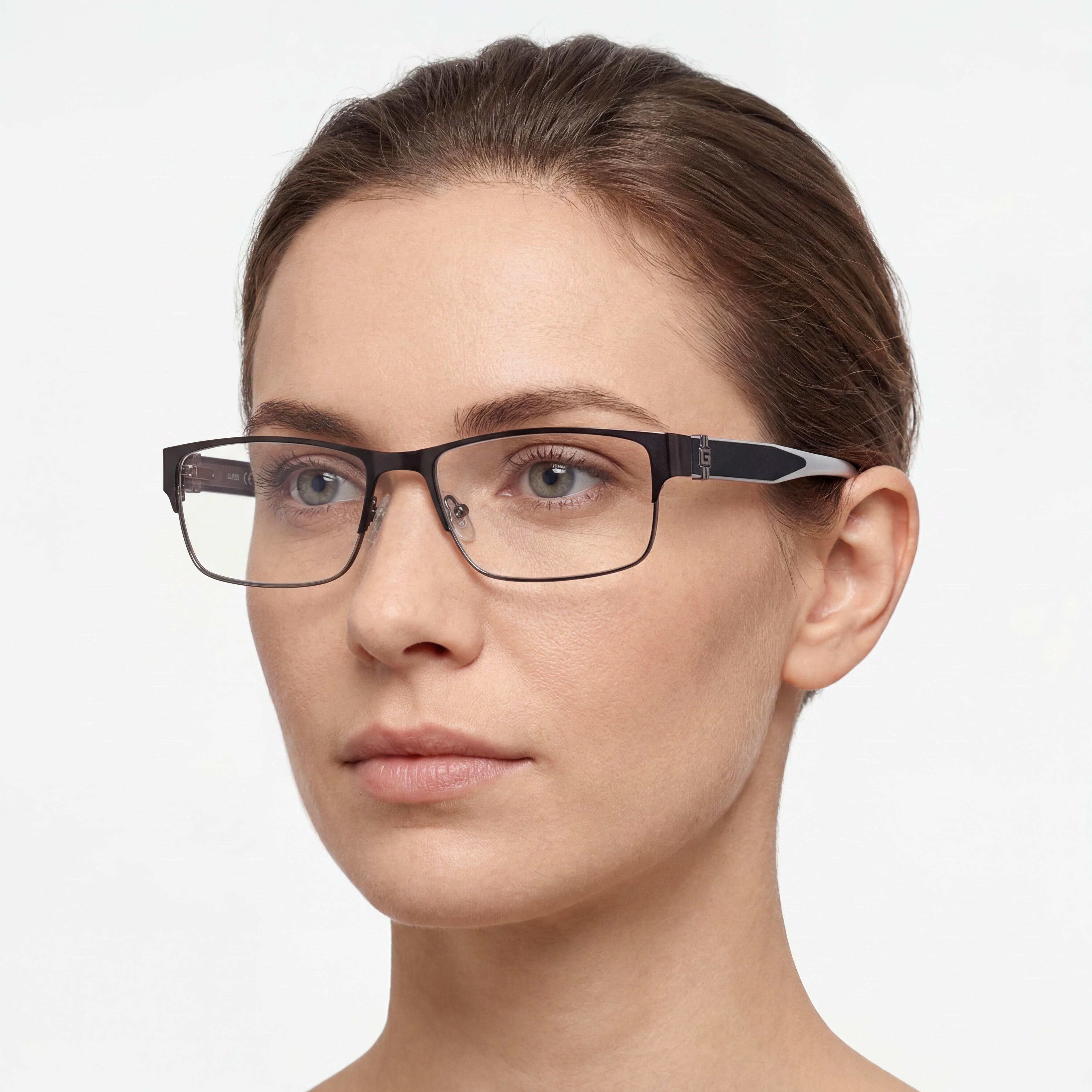 GUESS Women's Modern Professional Acetate Eyeglasses with Matte Black Frame, Size 54-17-145, Photo 4