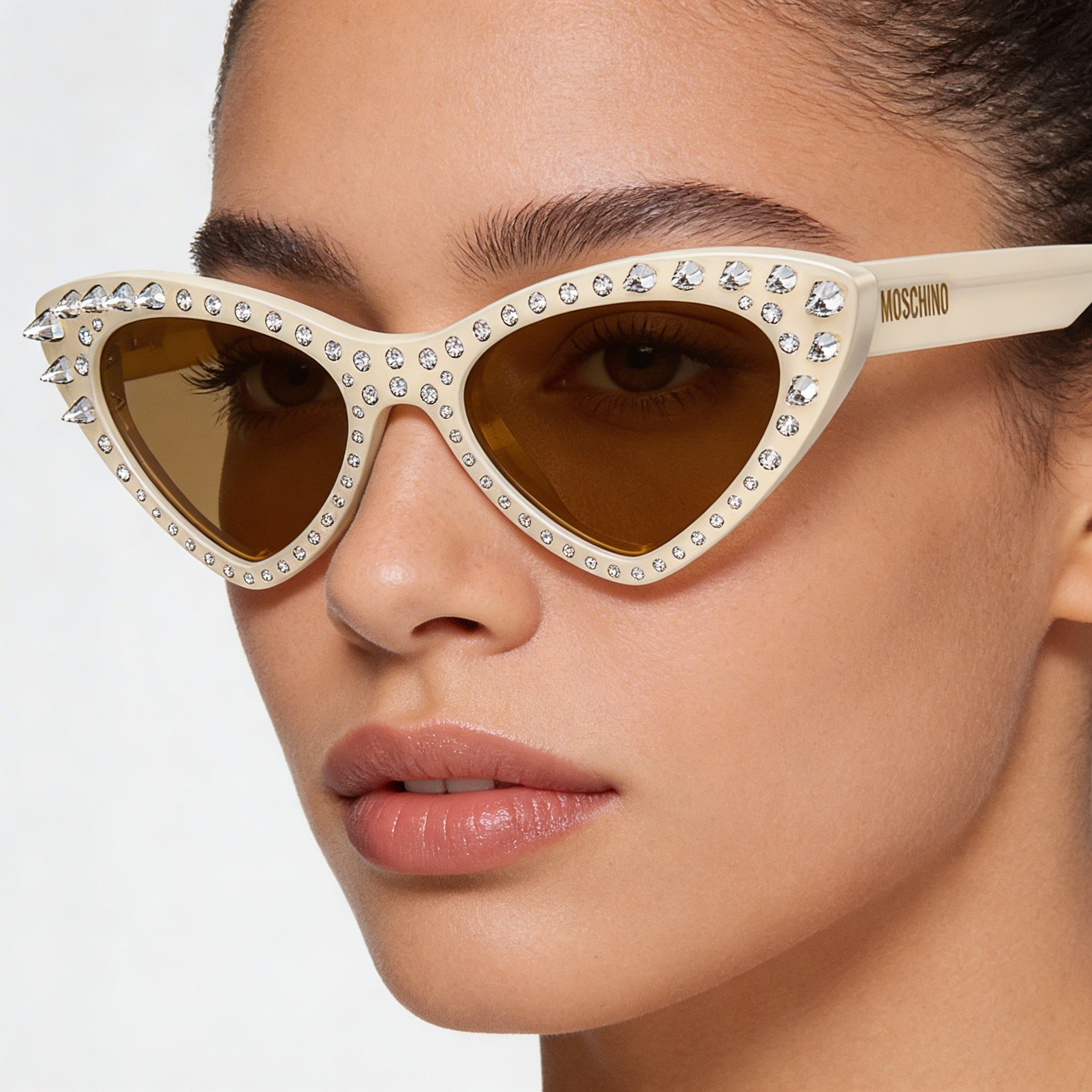 Moschino Classic Women's Acetate Ivory Brown Frame Ivory Polycarbonate Lens UV Protection Sunglasses 52mm, Photo 3