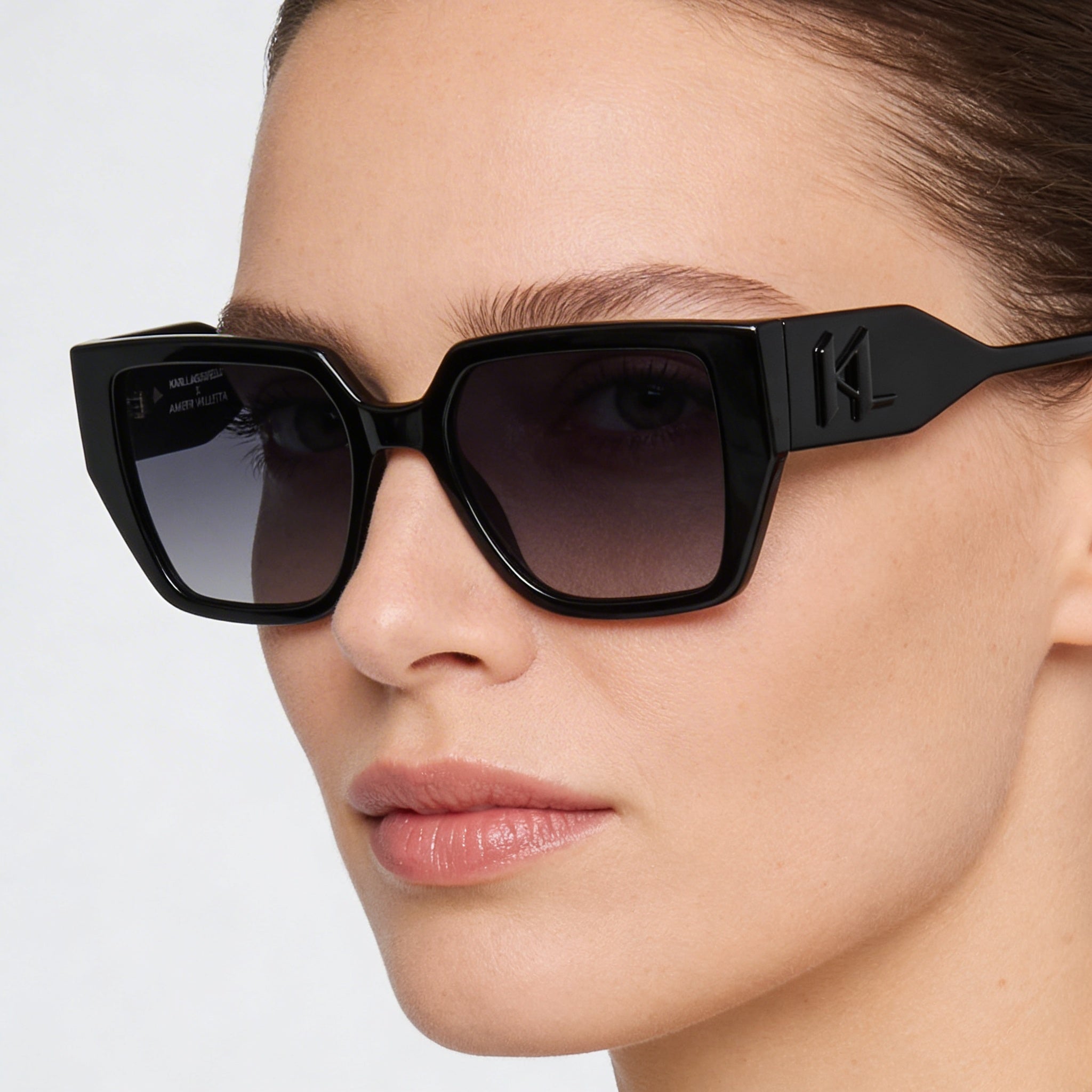 Karl Lagerfeld Classic Women's Black Plastic Frame 100% UV Protected Lenses 52mm Lens Width Sunglasses, Photo 4