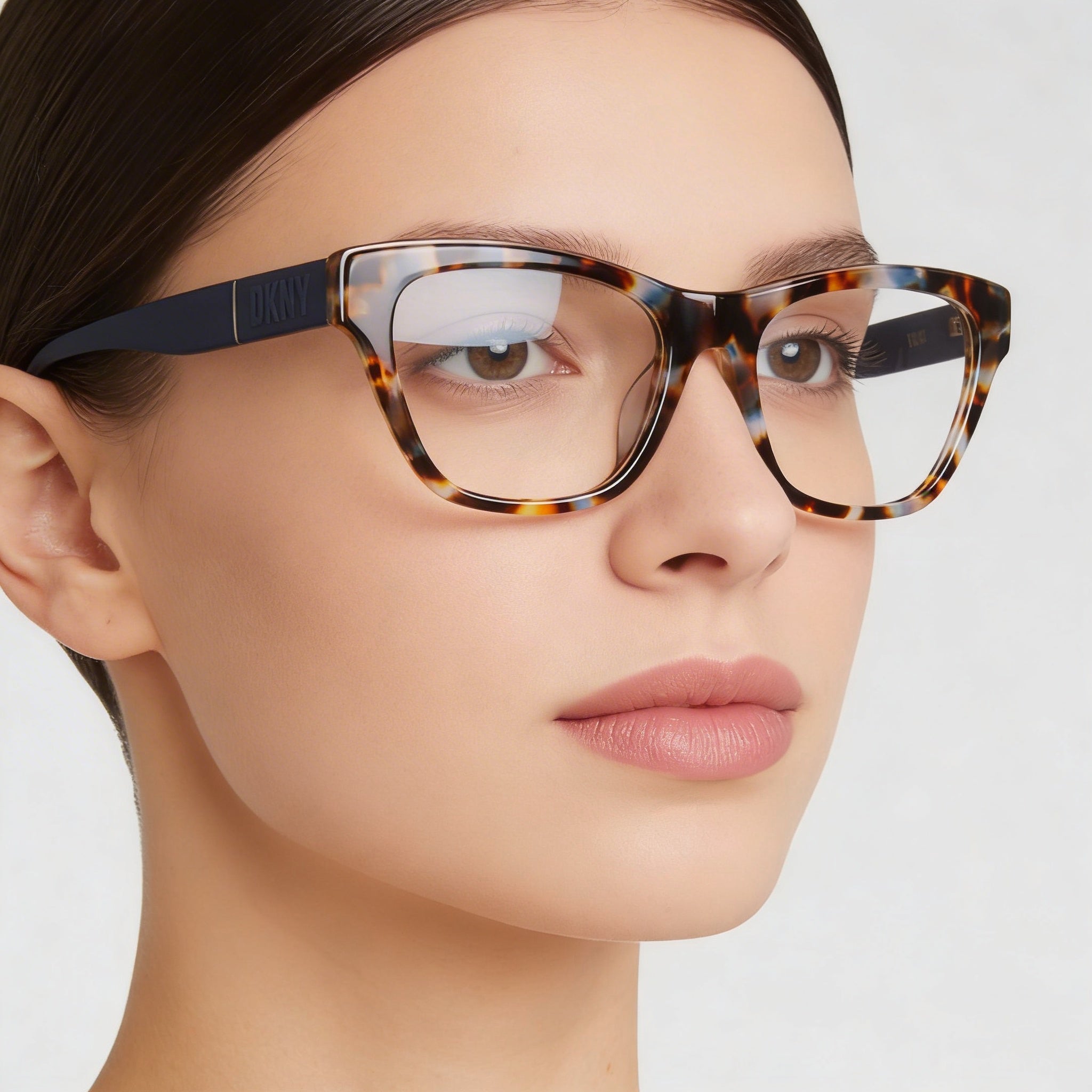 DKNY Modern DK5063 Women's Acetate Eyewear with Bone/Ink Tortoise Frame and Lenses, 54mm Lens Width, Photo 4