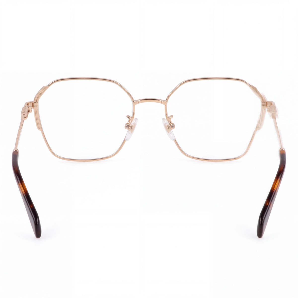 Gafas graduadas de mujer Police Vplf25 con montura metálica geométrica en oro rosa brillante, ancho de lente de 53 mm, Photo 4