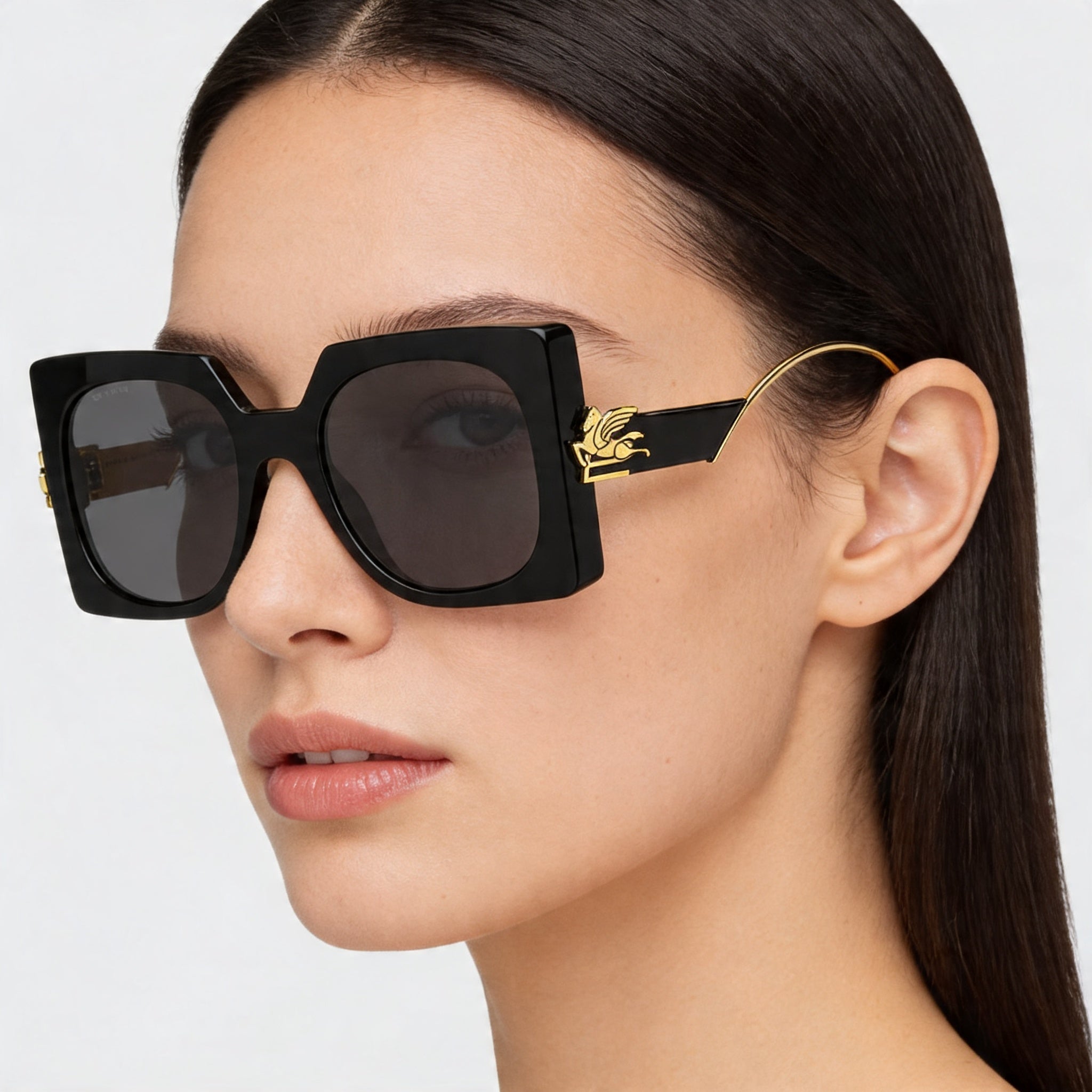 Etro Classic Women’s Non-Polarized Sunglasses with Black Grey Acetate Frame and Black Lenses 54mm, Photo 3