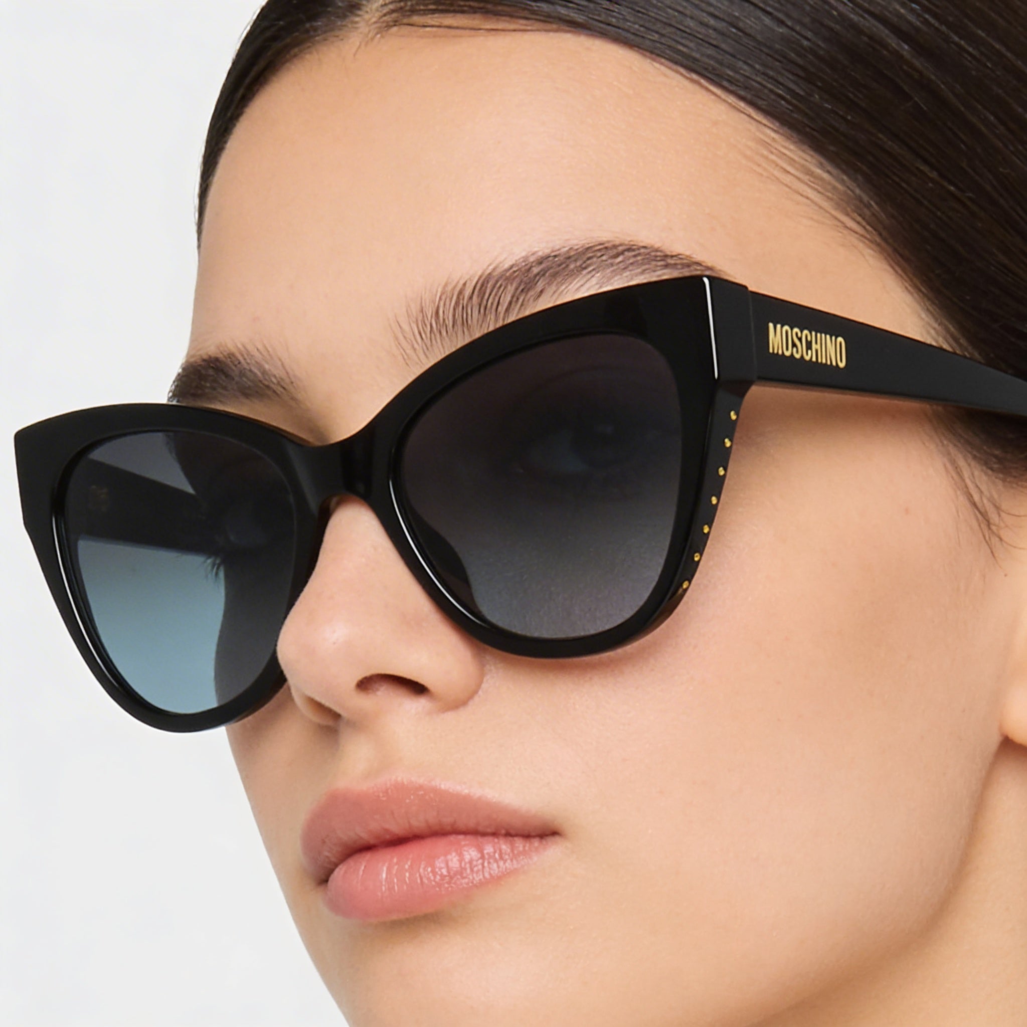 Moschino MOS056/S Women's Butterfly Acetate Sunglasses Black Grey Blue Shaded 54mm, Photo 4