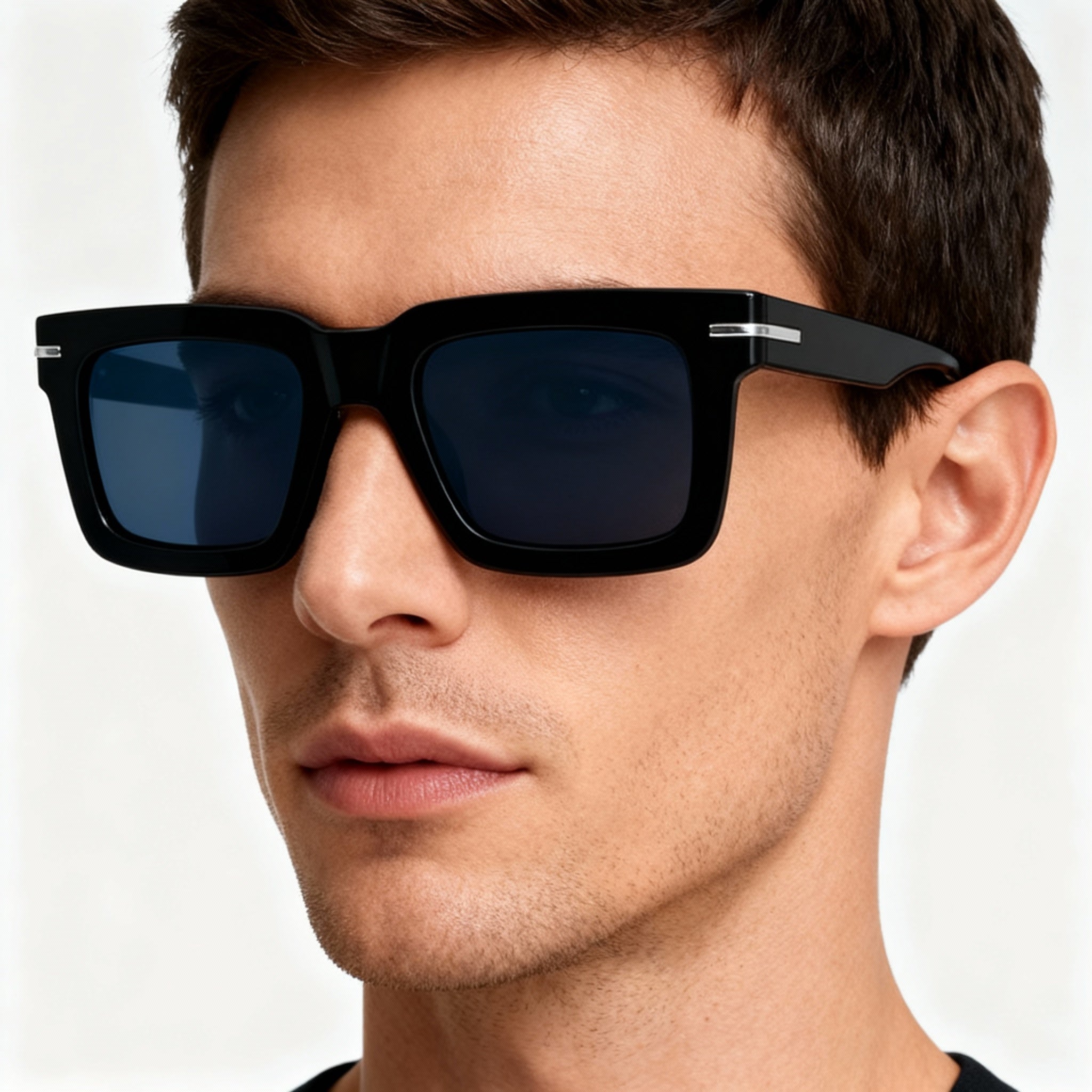 Hugo Boss BOSS 1501/S Men's Modern Style Polycarbonate Frame Non-Polarized Sunglasses, Black Pattern, 51mm, Photo 5