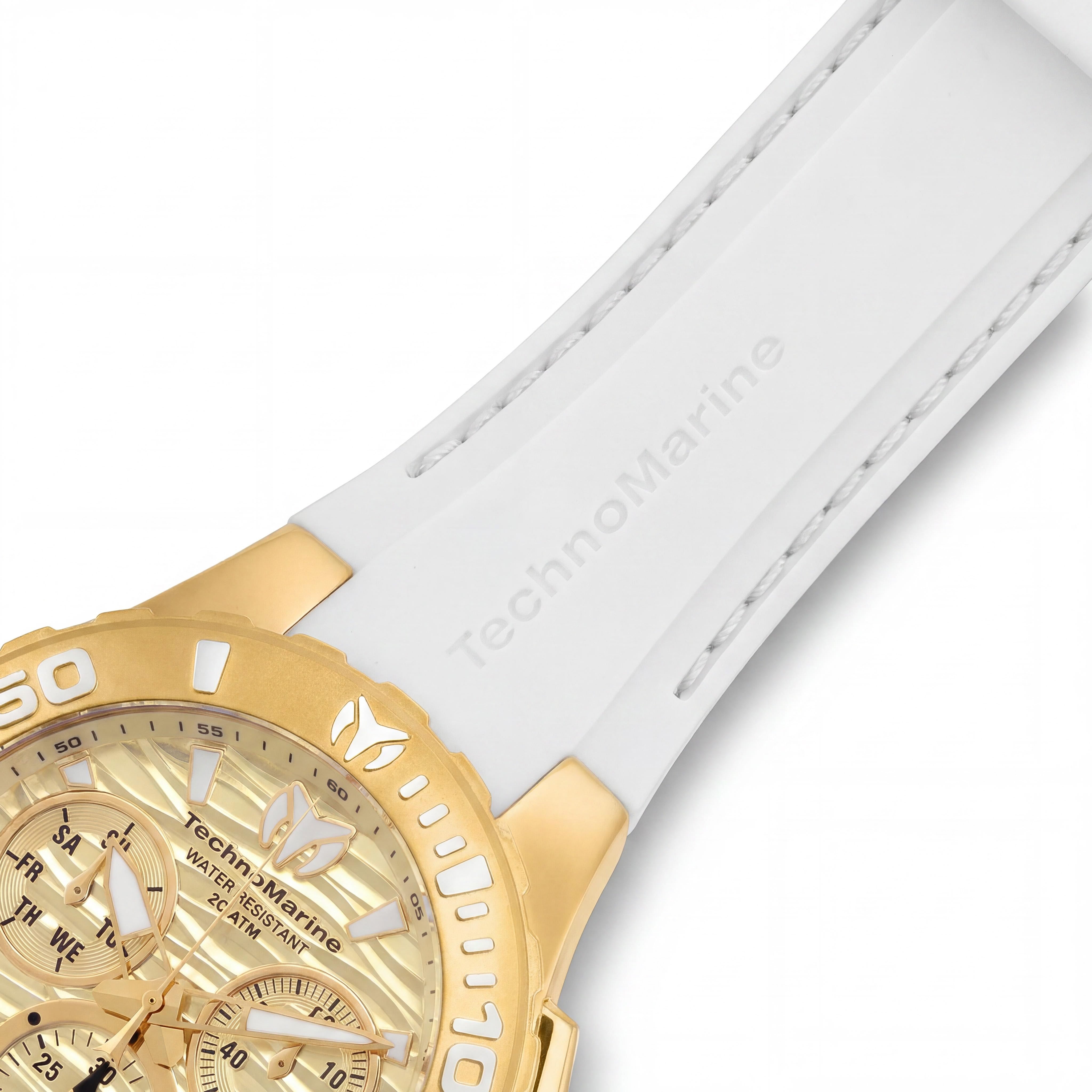 Invicta TM-115078 Men's Gold-tone Stainless Steel Chronograph Watch with White Silicone Strap 44mm, Photo 3