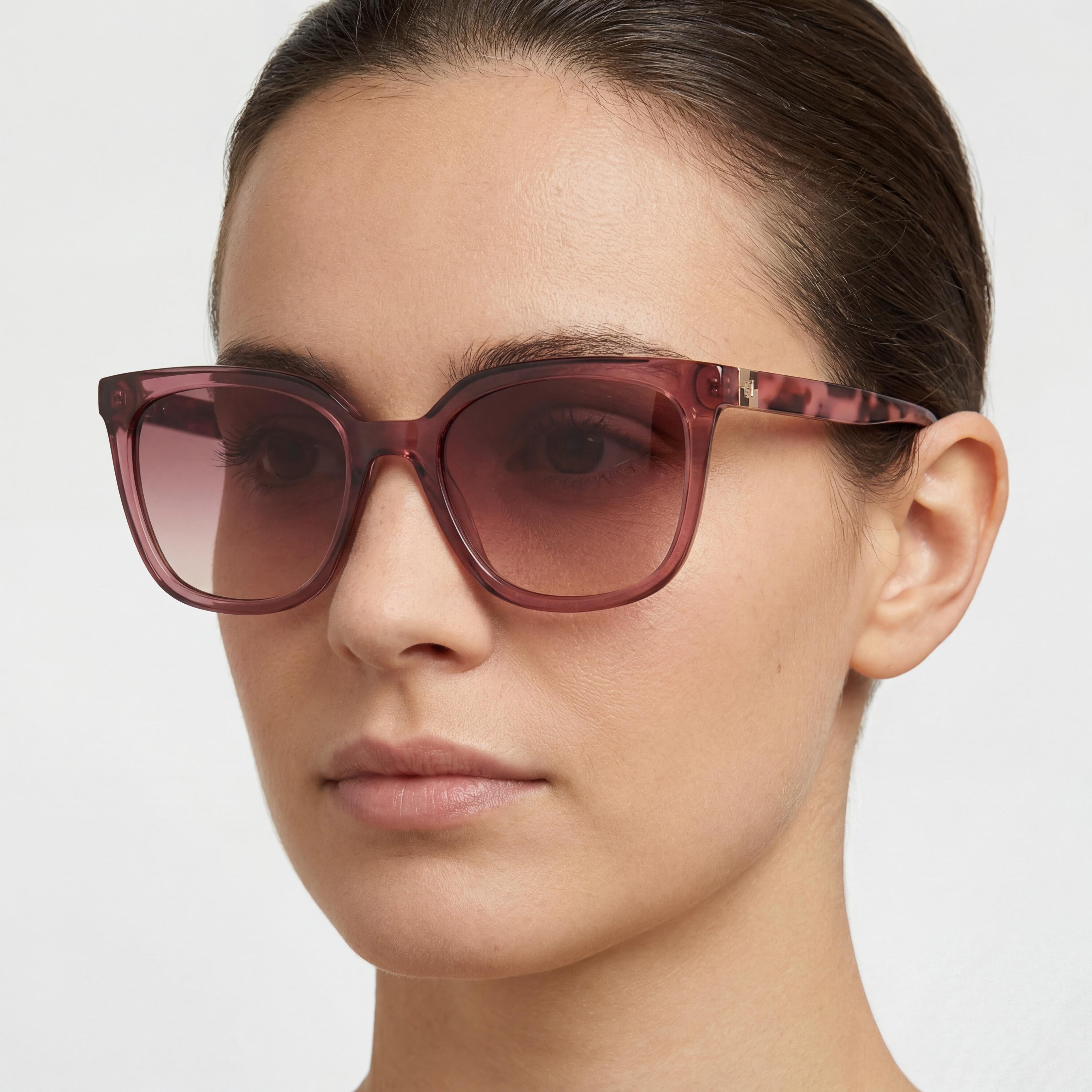 Carolina Herrera Classic Women's Burgundy Red Havana Plastic Non-Polarized Pink Doubleshade Sunglasses 53mm, Photo 4